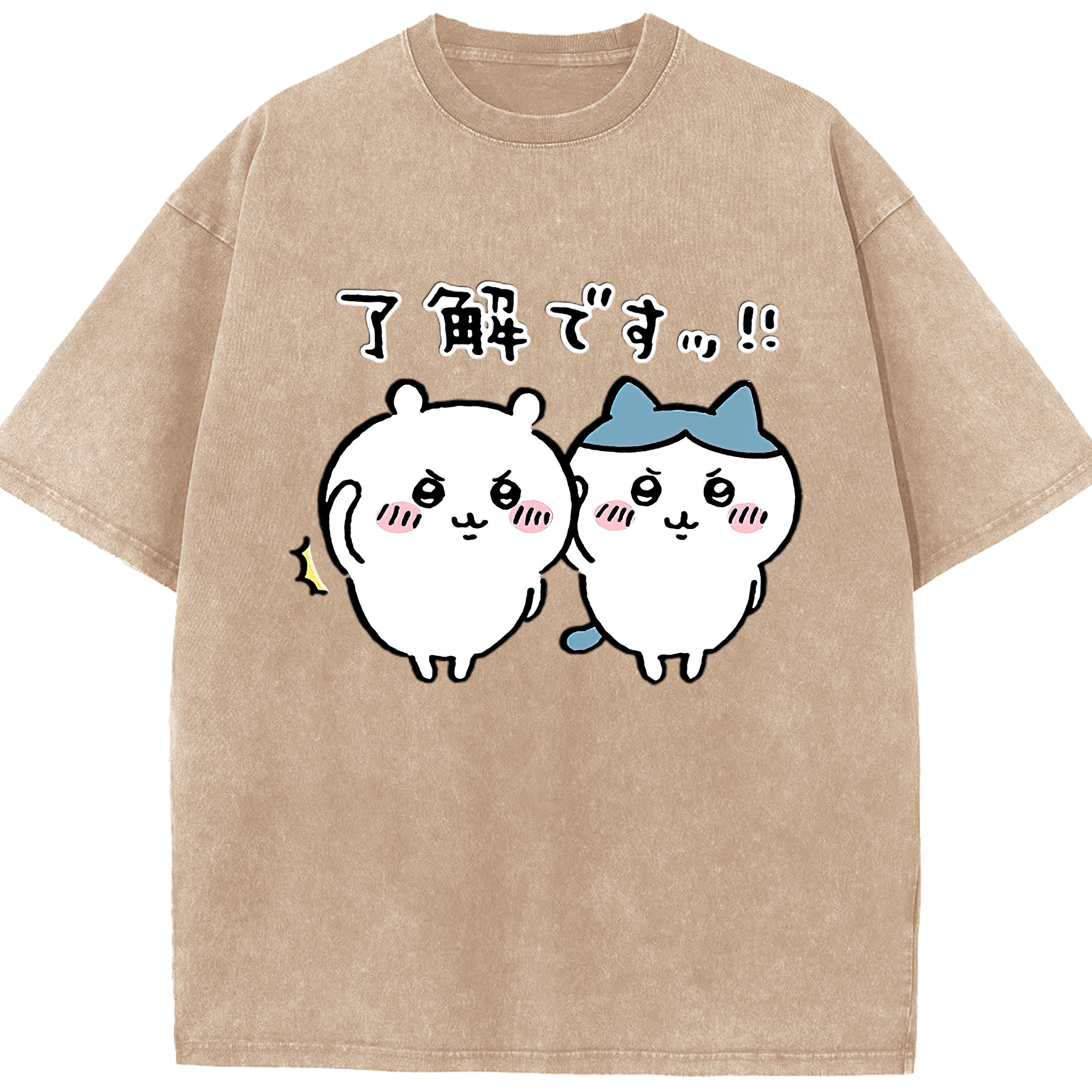 （画像用） ちいかわ ハチワレ Chii-kawa hachiware 綿100% ヴィンテージ風 半袖Tシャツ（フロントプリント）