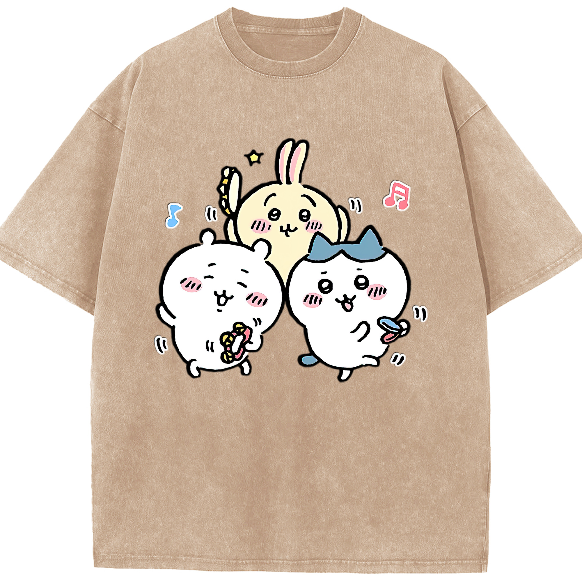 （画像用） ちいかわ ハチワレ Chii-kawa hachiware 綿100% ヴィンテージ風 半袖Tシャツ（フロントプリント）
