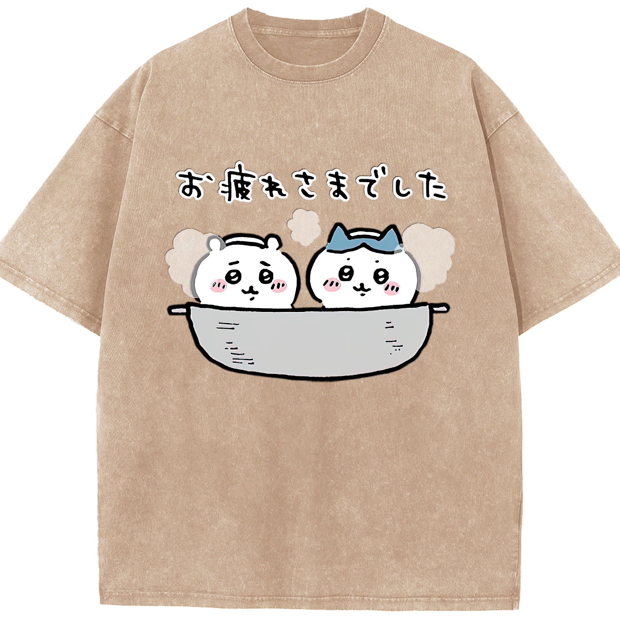 （画像用） ちいかわ ハチワレ Chii-kawa hachiware 綿100% ヴィンテージ風 半袖Tシャツ（フロントプリント）