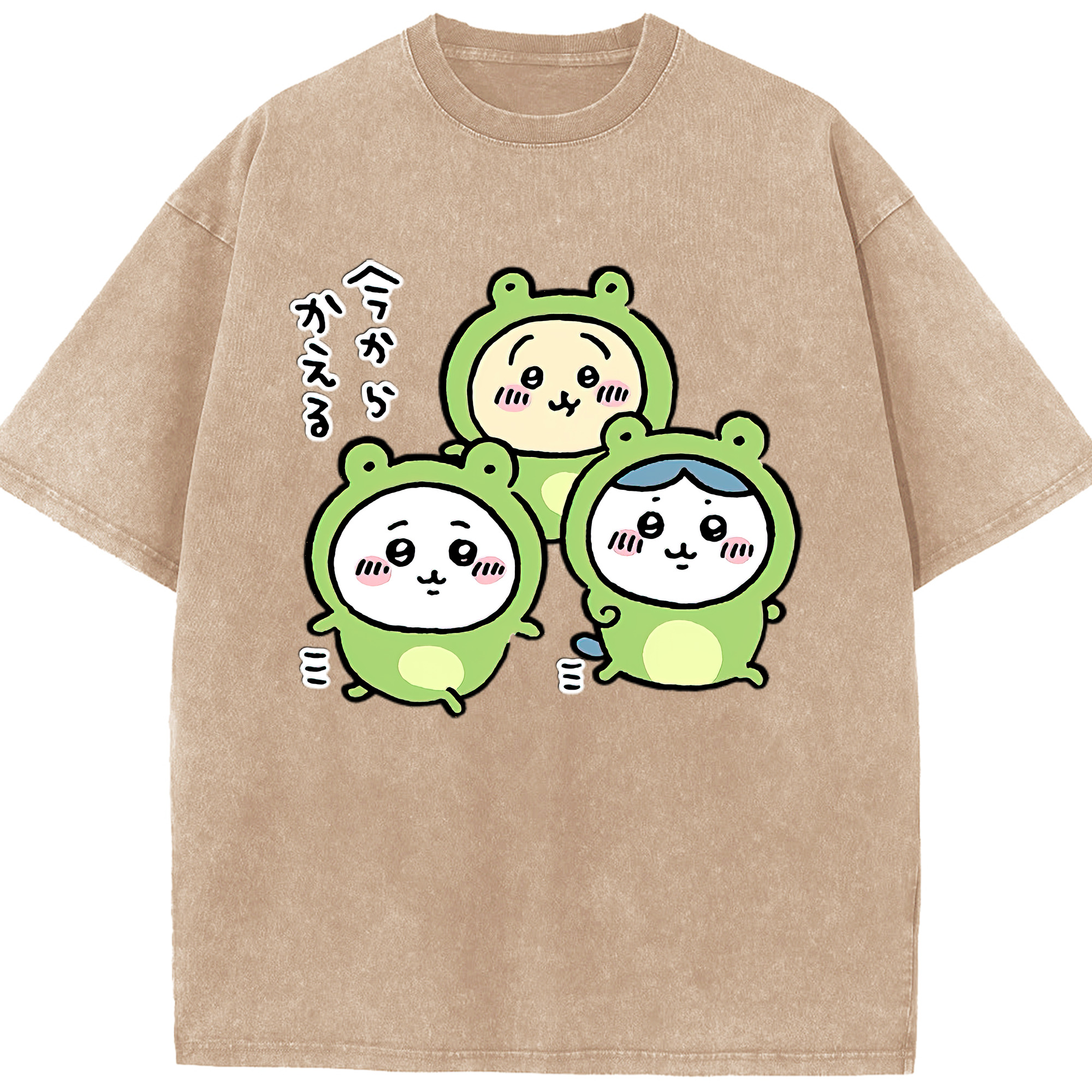 （画像用） ちいかわ ハチワレ Chii-kawa hachiware 綿100% ヴィンテージ風 半袖Tシャツ（フロントプリント）