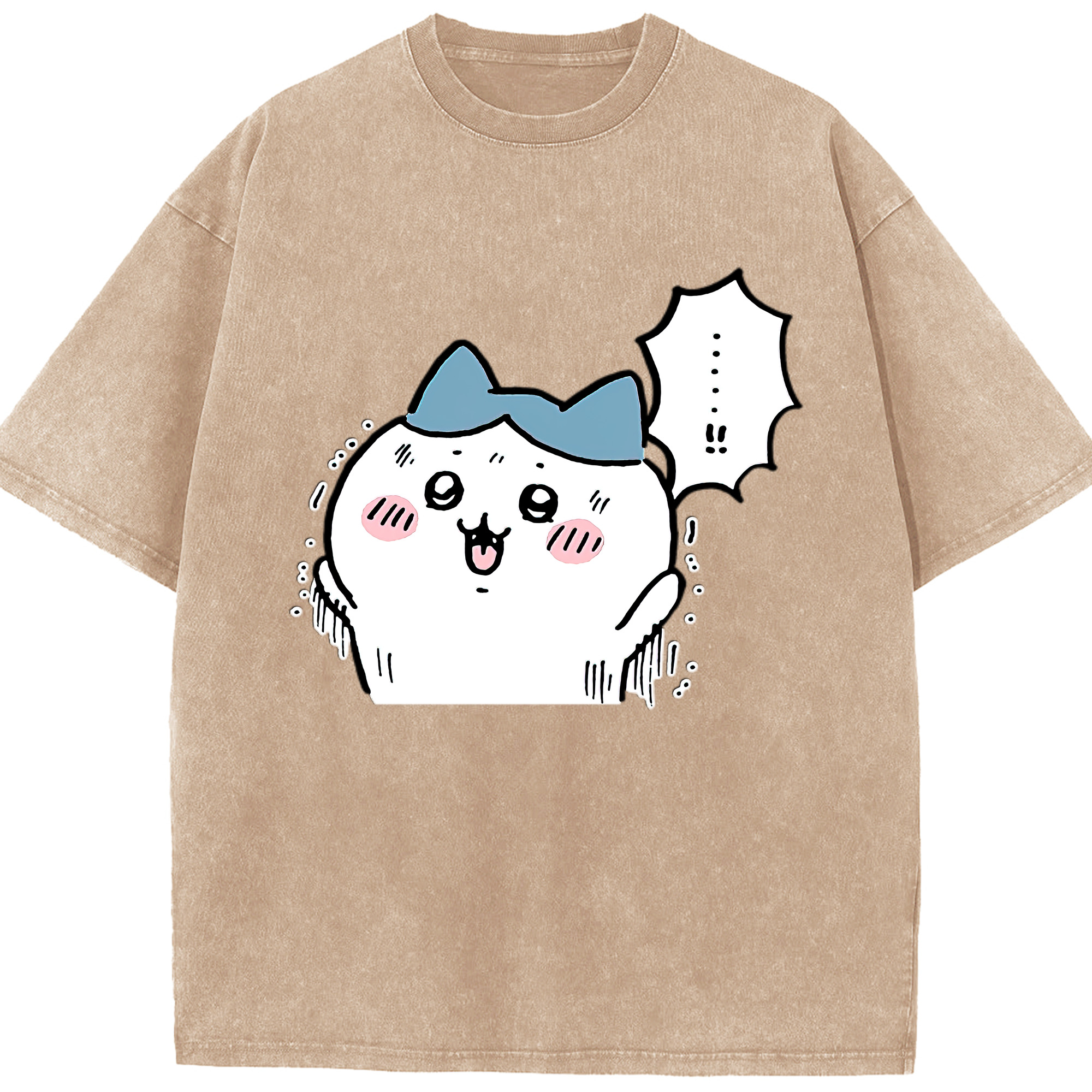 （画像用） ちいかわ ハチワレ Chii-kawa hachiware 綿100% ヴィンテージ風 半袖Tシャツ（フロントプリント）
