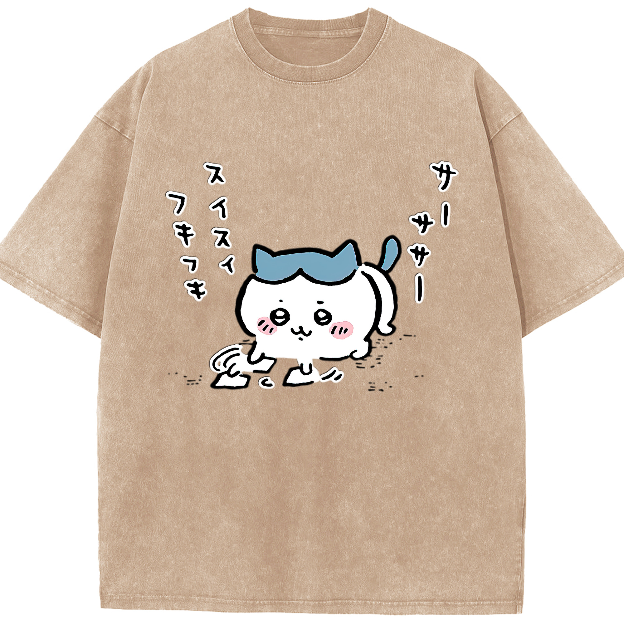 （画像用） ちいかわ ハチワレ Chii-kawa hachiware 綿100% ヴィンテージ風 半袖Tシャツ（フロントプリント）