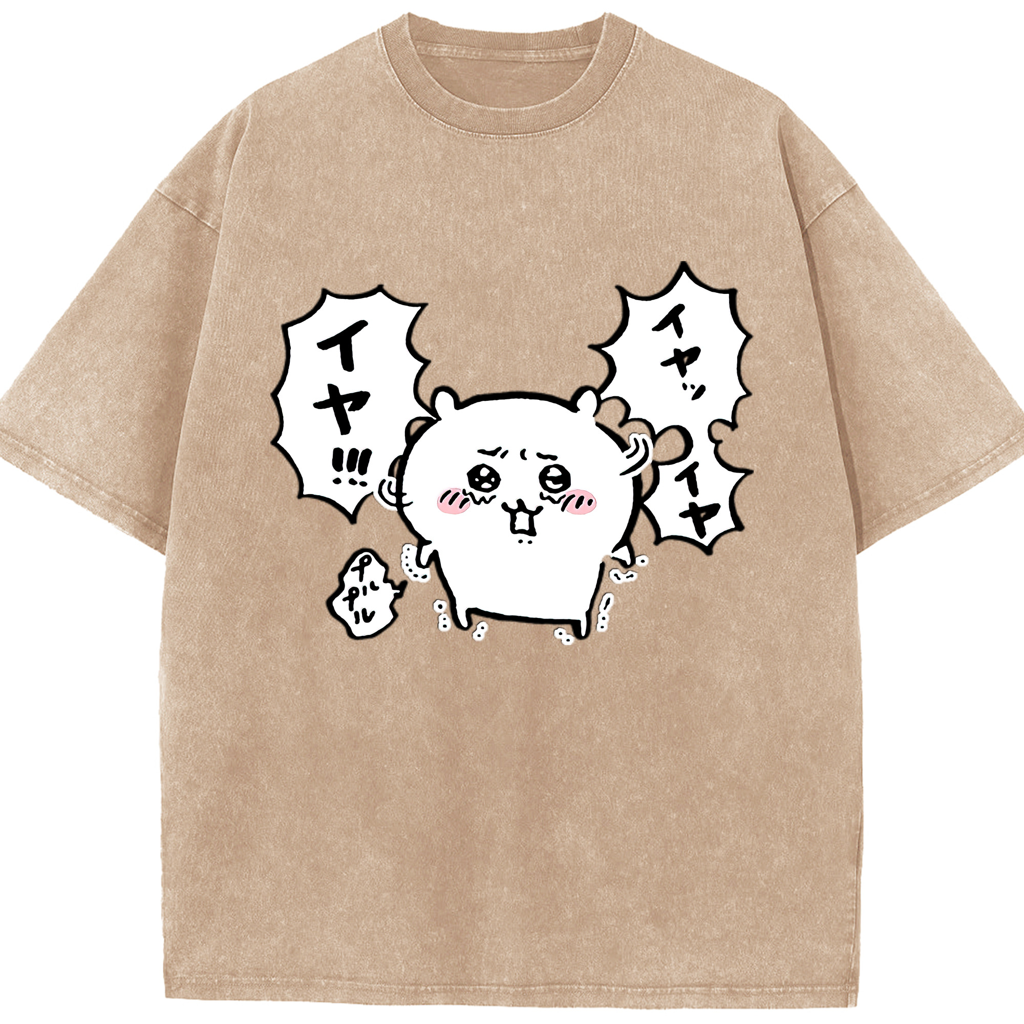 （画像用） ちいかわ ちいかわ Chii-kawa chiikawa 綿100% ヴィンテージ風 半袖Tシャツ（フロントプリント）