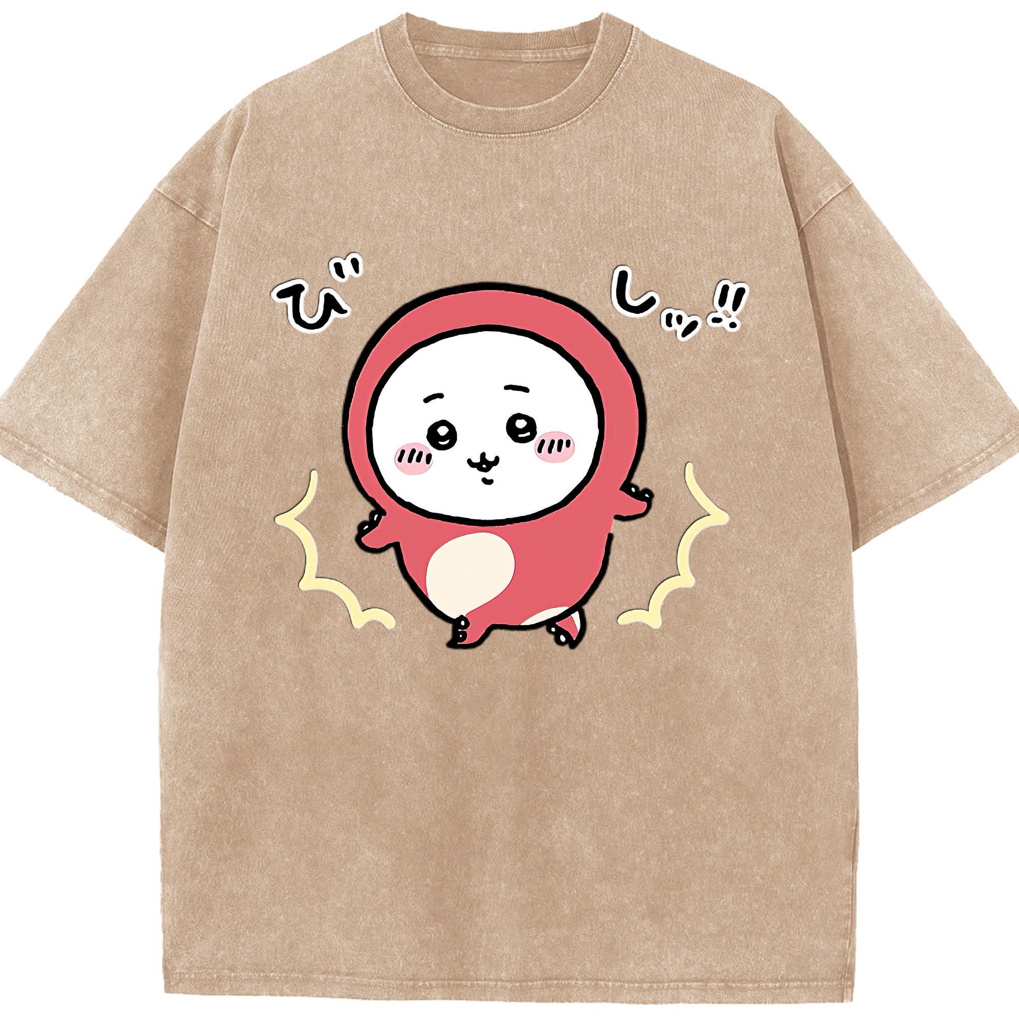 （画像用） ちいかわ ちいかわ Chii-kawa chiikawa 綿100% ヴィンテージ風 半袖Tシャツ（フロントプリント）
