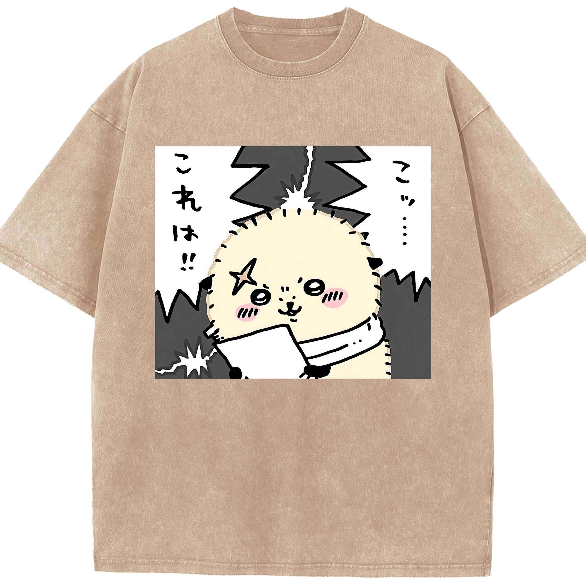 （画像用） ちいかわ ラッコ Chii-kawa Sea otter 綿100% ヴィンテージ風 半袖Tシャツ（フロントプリント）