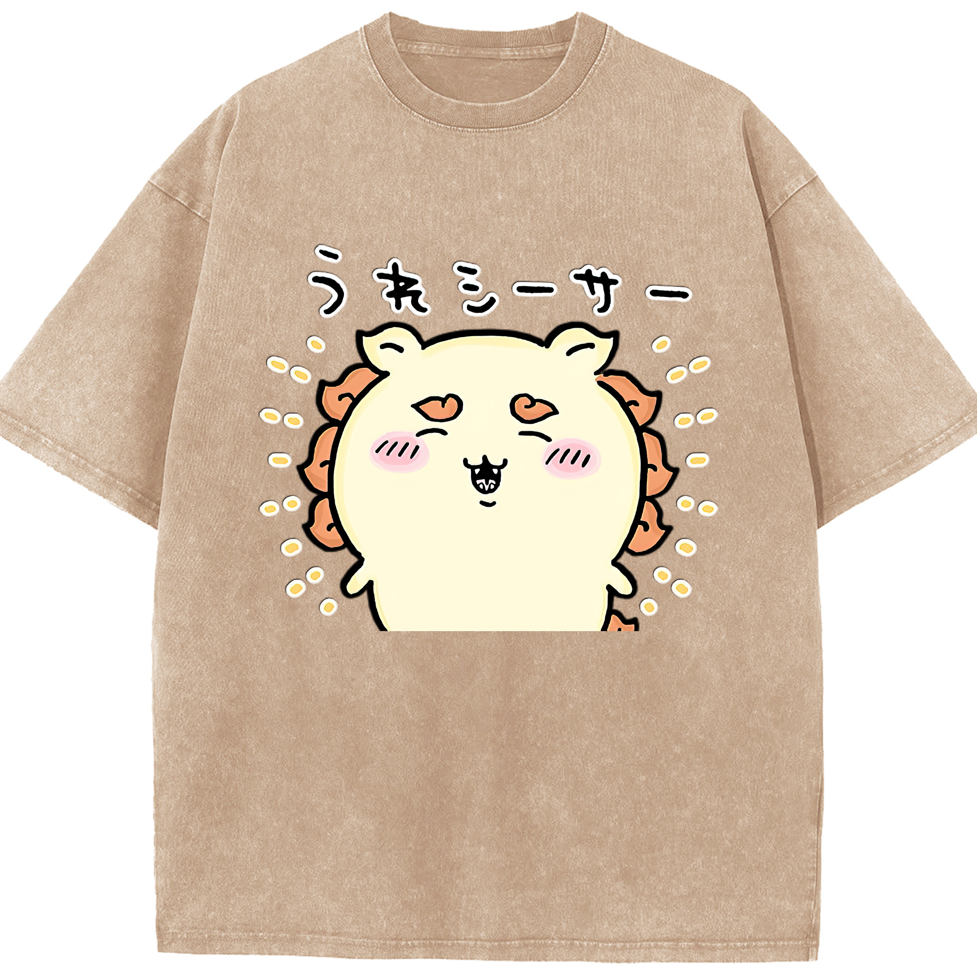 （画像用） ちいかわ シーサー Chii-kawa Shisa 綿100% ヴィンテージ風 半袖Tシャツ（フロントプリント）
