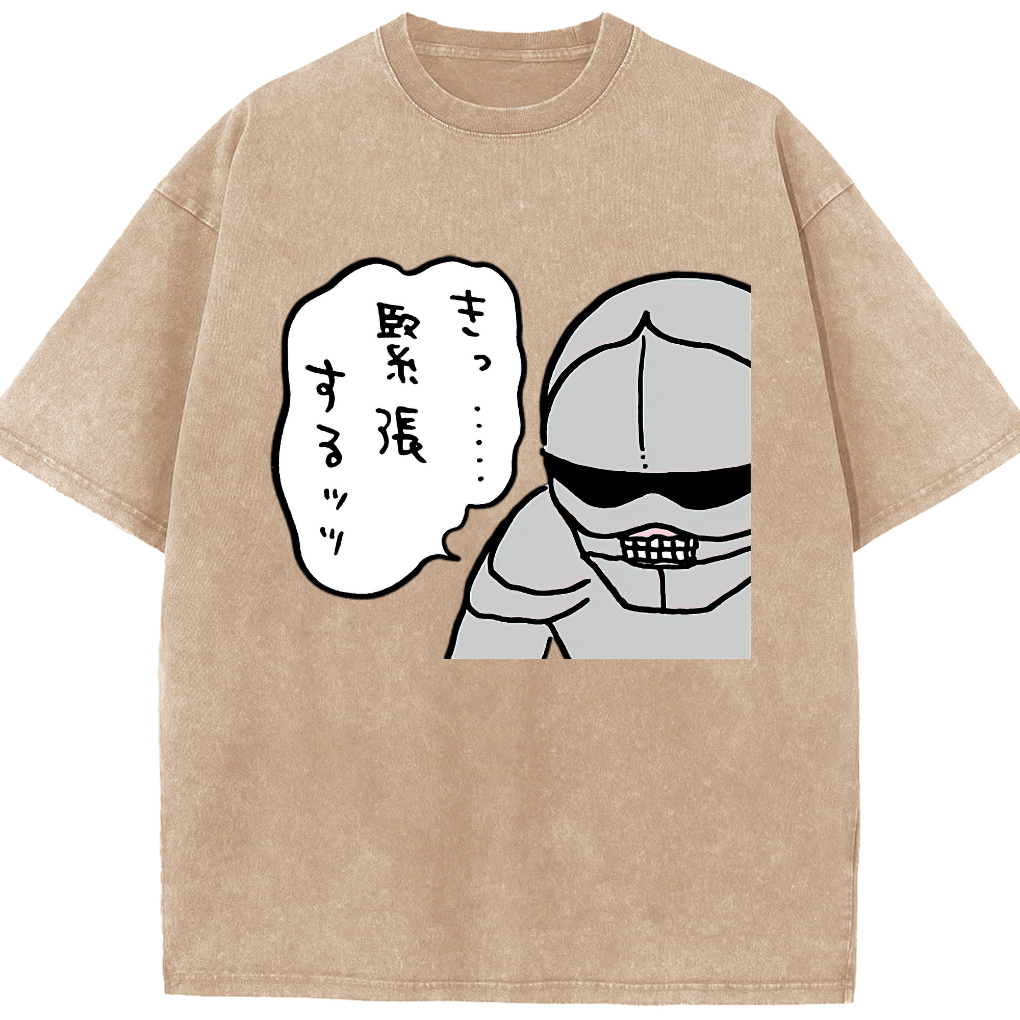 （画像用） ちいかわ 労働の鎧さん Chii-kawa Mr. Armor of Labor 綿100% ヴィンテージ風 半袖Tシャツ（フロントプリント）
