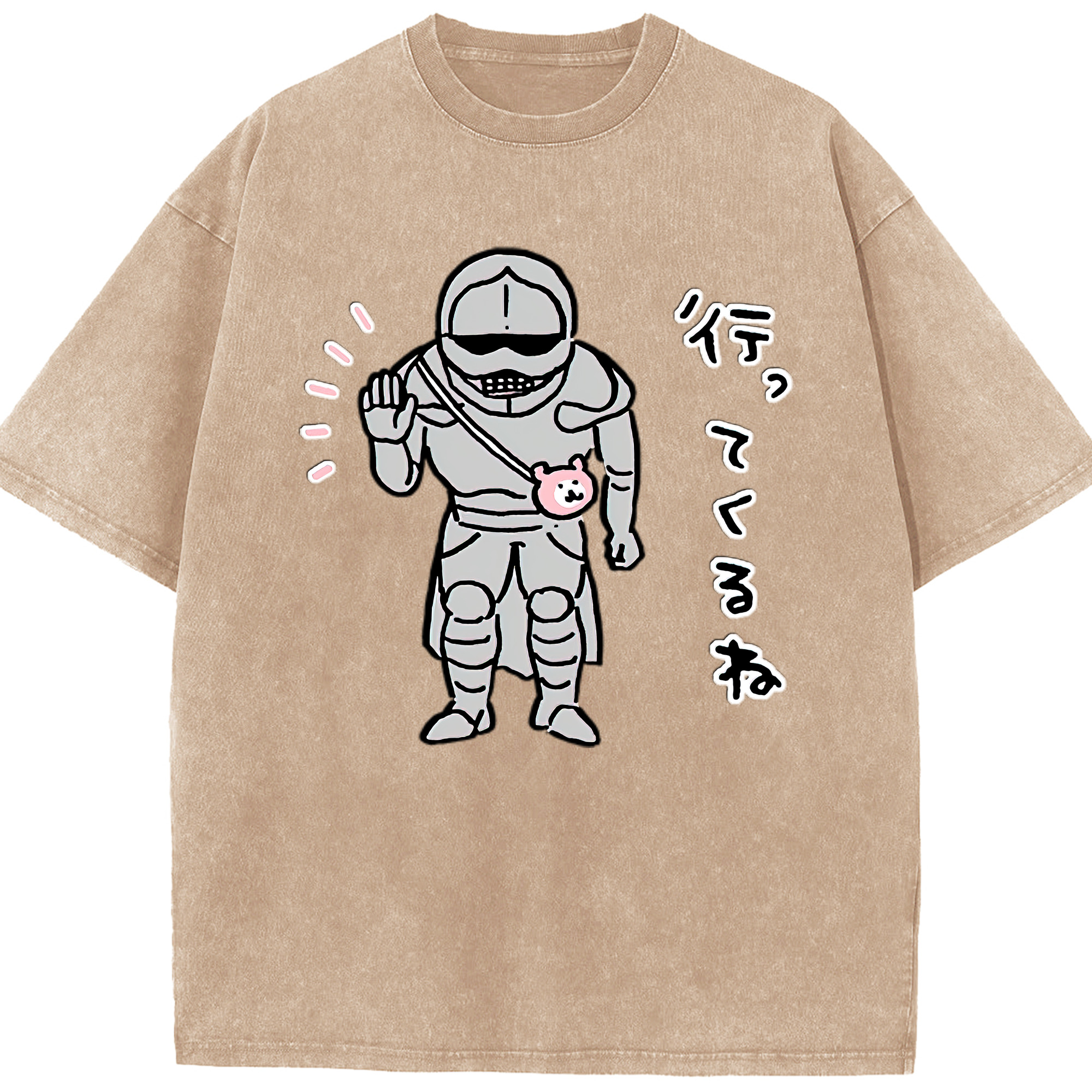 （画像用） ちいかわ 労働の鎧さん Chii-kawa Mr. Armor of Labor 綿100% ヴィンテージ風 半袖Tシャツ（フロントプリント）