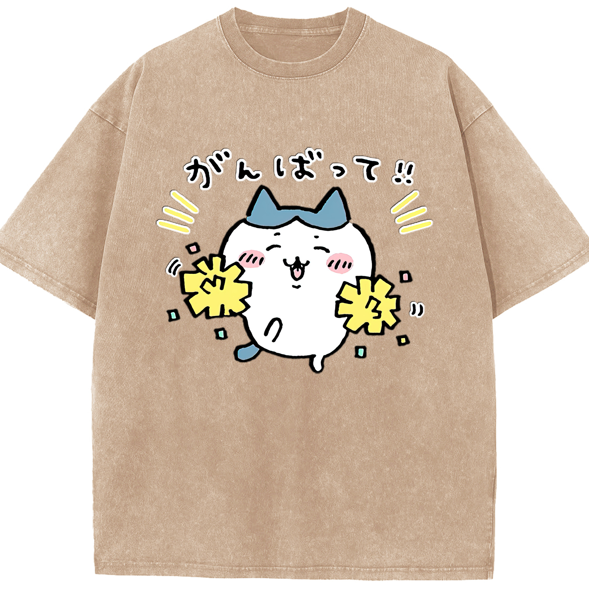 （画像用） ちいかわ ハチワレ Chii-kawa hachiware 綿100% ヴィンテージ風 半袖Tシャツ（フロントプリント）