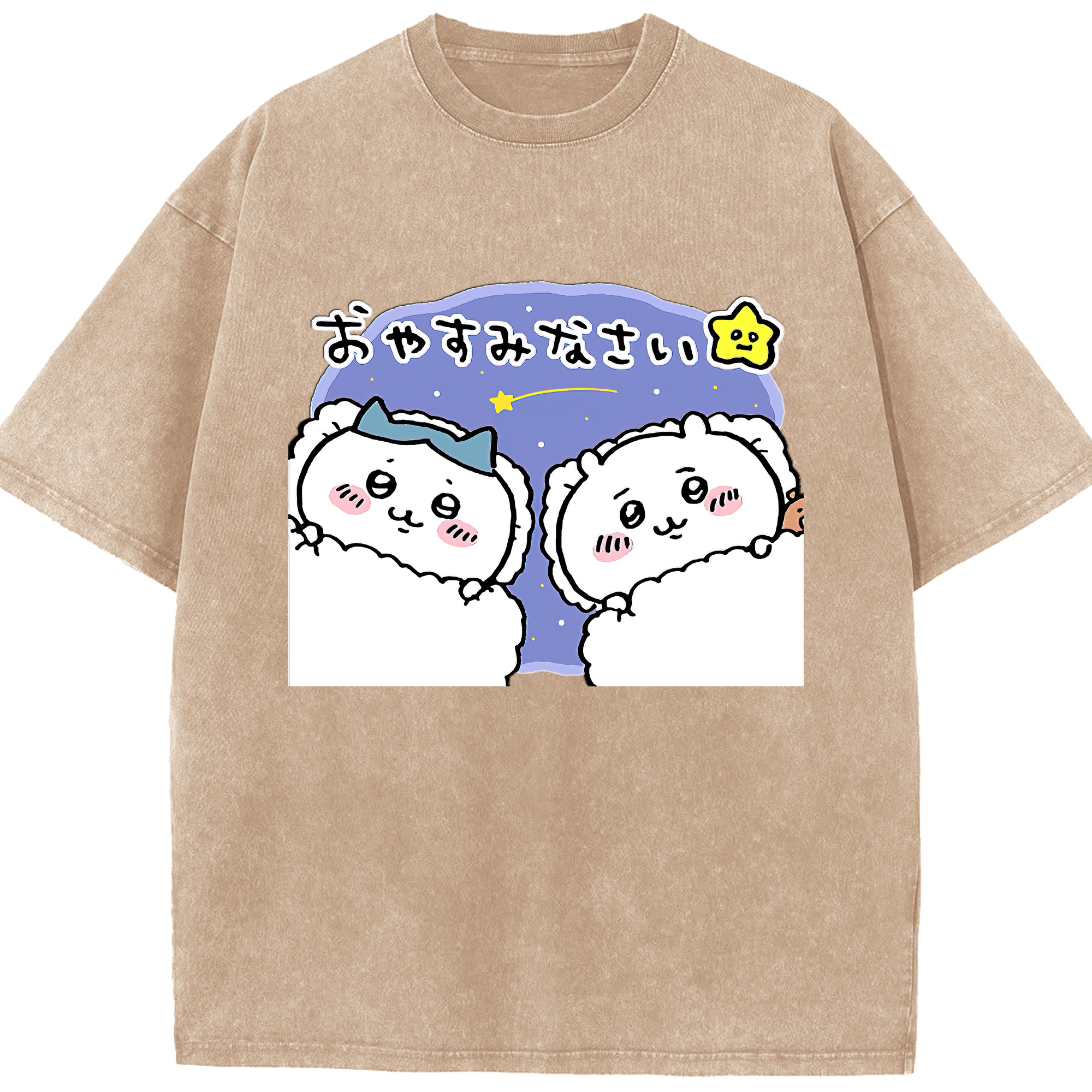 （画像用） ちいかわ ハチワレ Chii-kawa hachiware 綿100% ヴィンテージ風 半袖Tシャツ（フロントプリント）