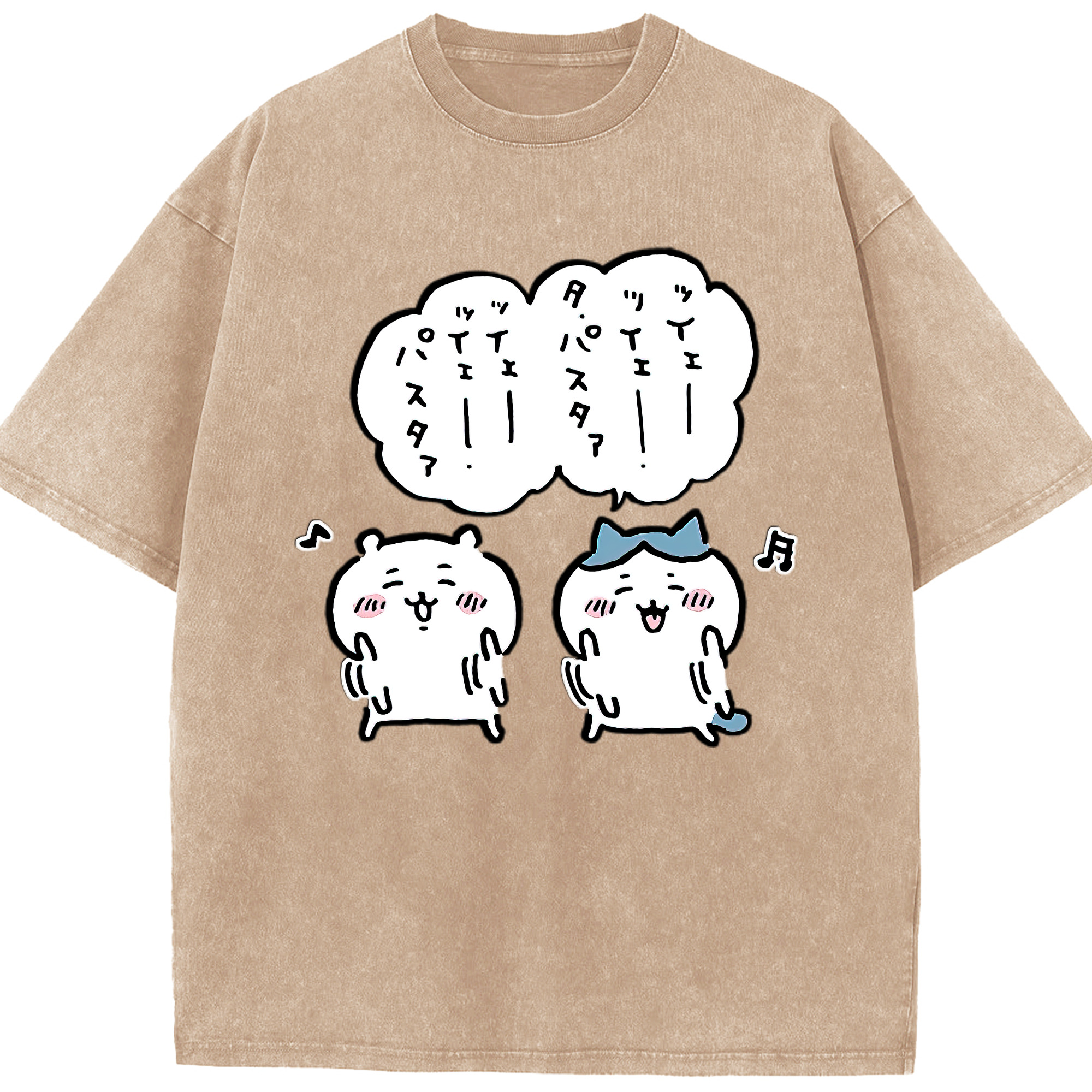 （画像用） ちいかわ ハチワレ Chii-kawa hachiware 綿100% ヴィンテージ風 半袖Tシャツ（フロントプリント）