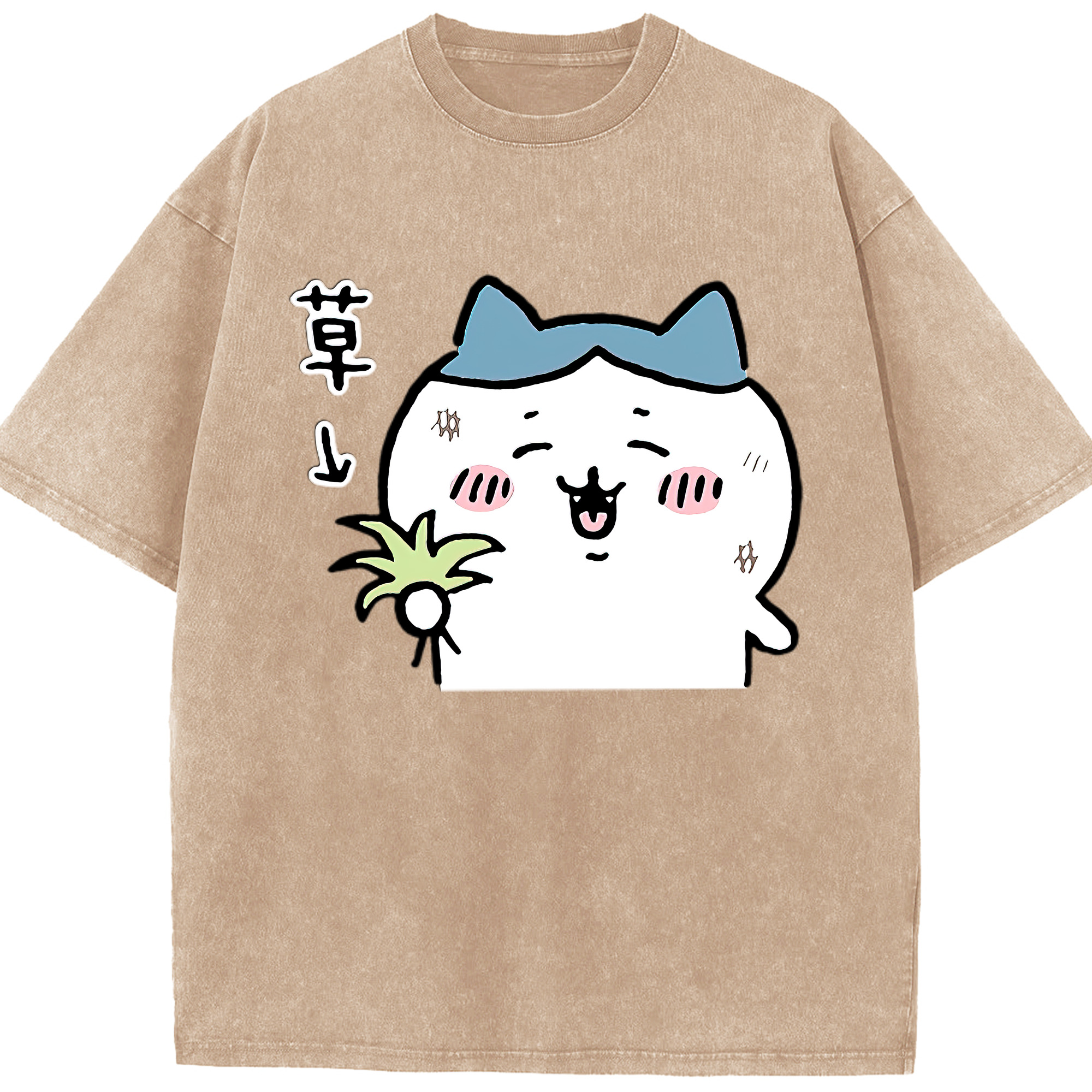 （画像用） ちいかわ ハチワレ Chii-kawa hachiware 綿100% ヴィンテージ風 半袖Tシャツ（フロントプリント）