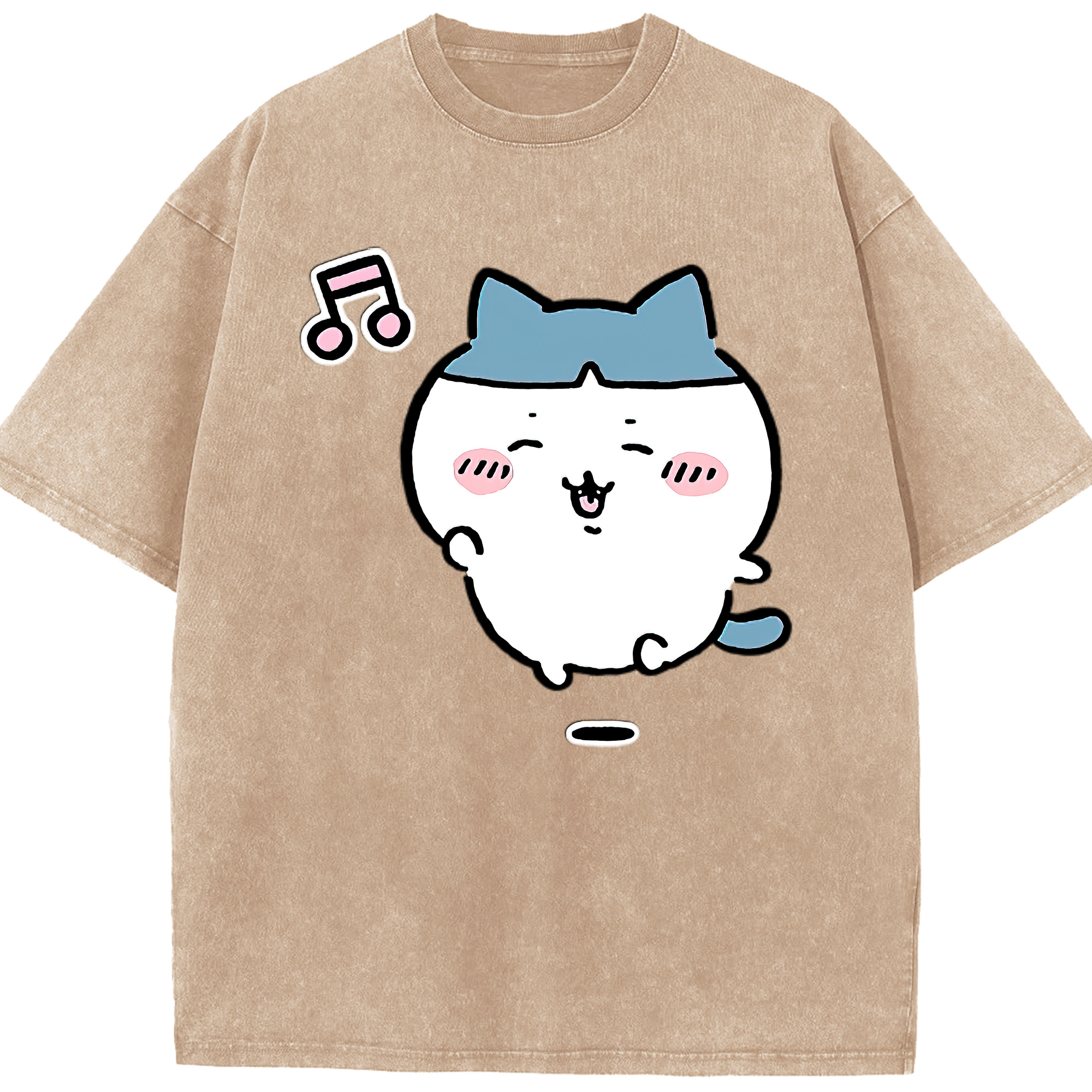 （画像用） ちいかわ ハチワレ Chii-kawa hachiware 綿100% ヴィンテージ風 半袖Tシャツ（フロントプリント）