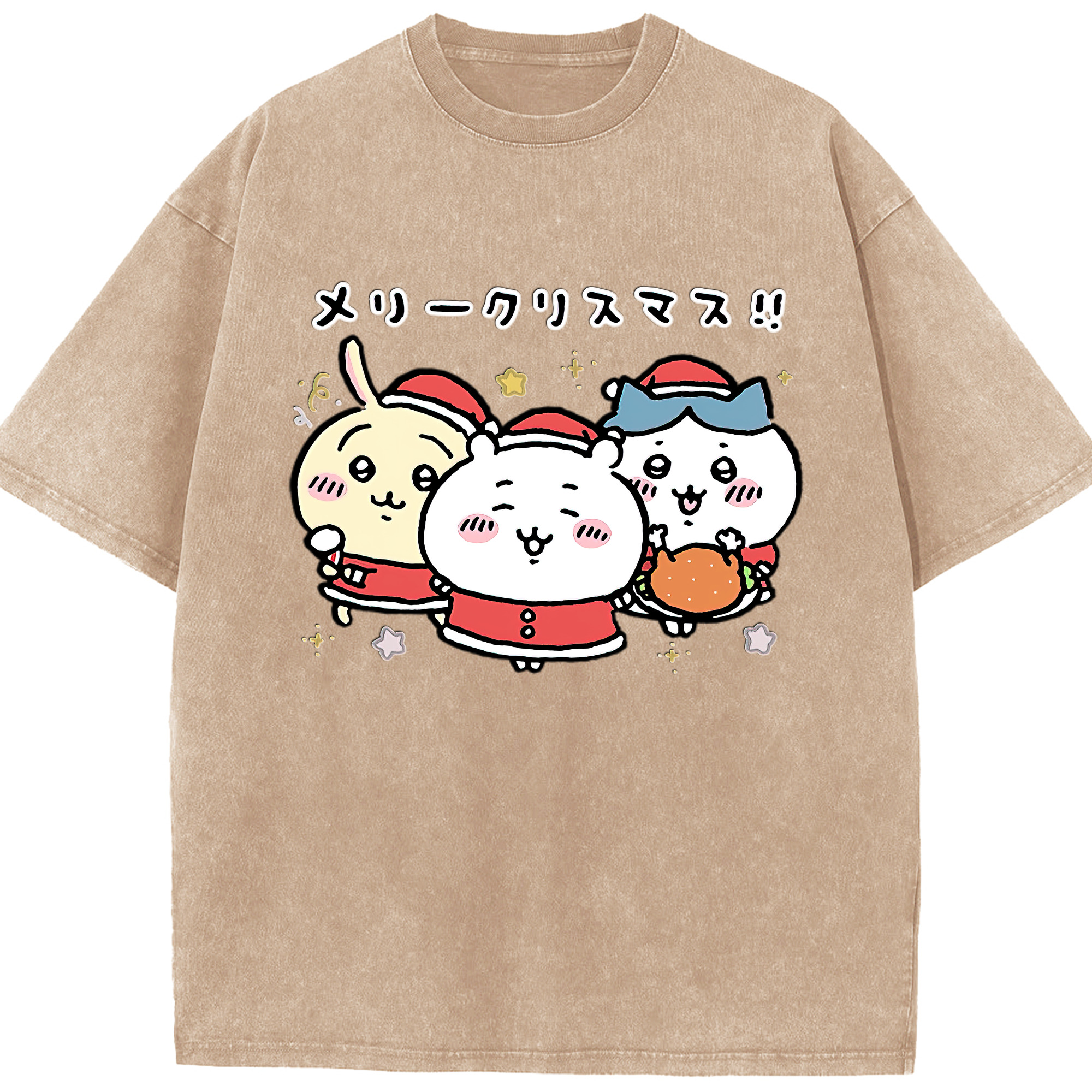 （画像用） ちいかわ ハチワレ Chii-kawa hachiware 綿100% ヴィンテージ風 半袖Tシャツ（フロントプリント）