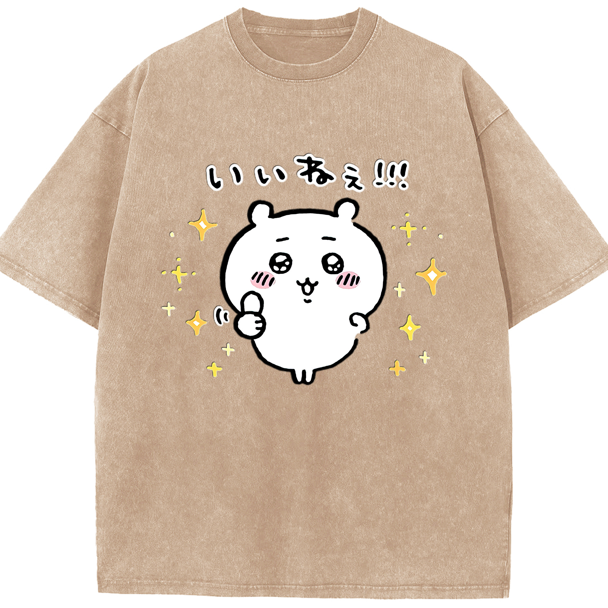 （画像用） ちいかわ ちいかわ Chii-kawa chiikawa 綿100% ヴィンテージ風 半袖Tシャツ（フロントプリント）