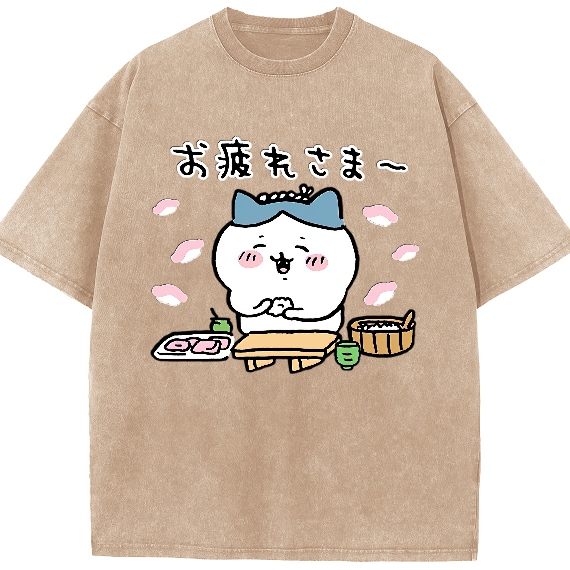 （画像用） ちいかわ ハチワレ Chii-kawa hachiware 綿100% ヴィンテージ風 半袖Tシャツ（フロントプリント）