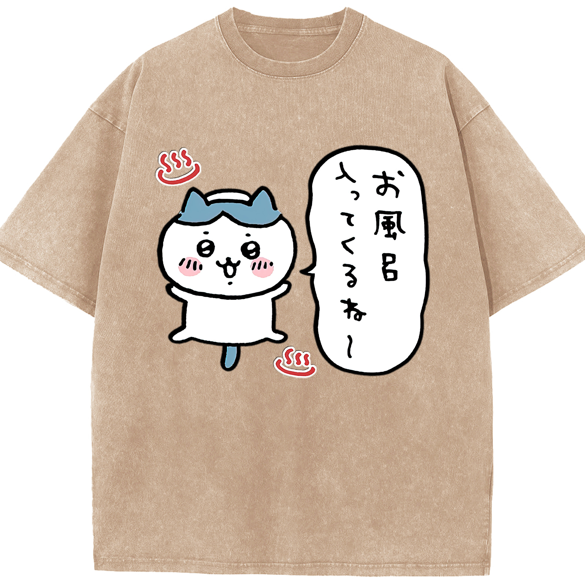 （画像用） ちいかわ ハチワレ Chii-kawa hachiware 綿100% ヴィンテージ風 半袖Tシャツ（フロントプリント）