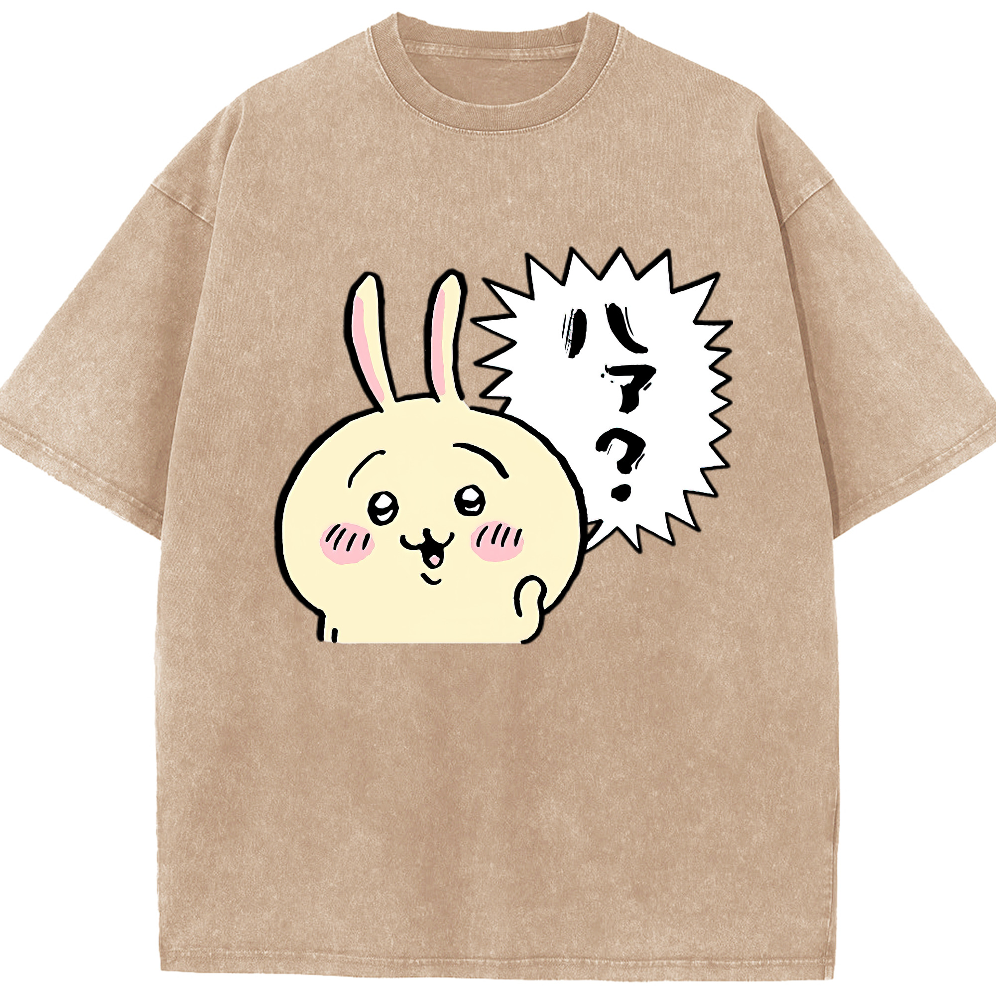 （画像用） ちいかわ うさぎ Chii-kawa usagi 綿100% ヴィンテージ風 半袖Tシャツ（フロントプリント）