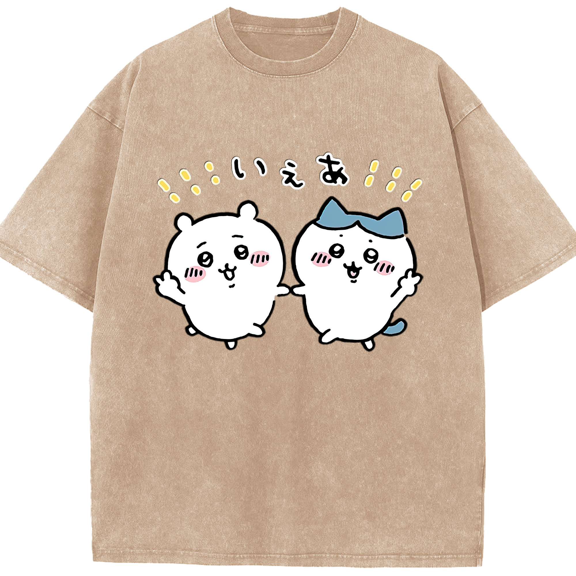 （画像用） ちいかわ ハチワレ Chii-kawa hachiware 綿100% ヴィンテージ風 半袖Tシャツ（フロントプリント）
