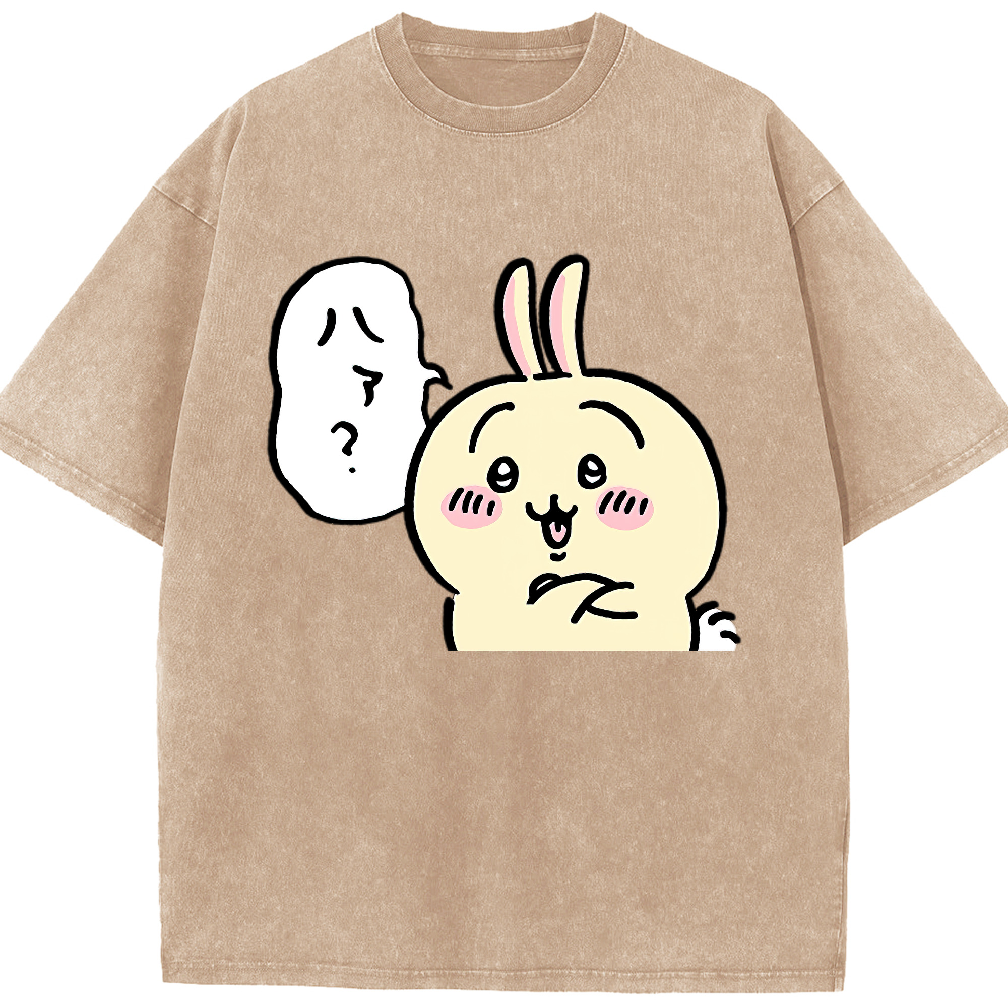 （画像用） ちいかわ うさぎ Chii-kawa usagi 綿100% ヴィンテージ風 半袖Tシャツ（フロントプリント）