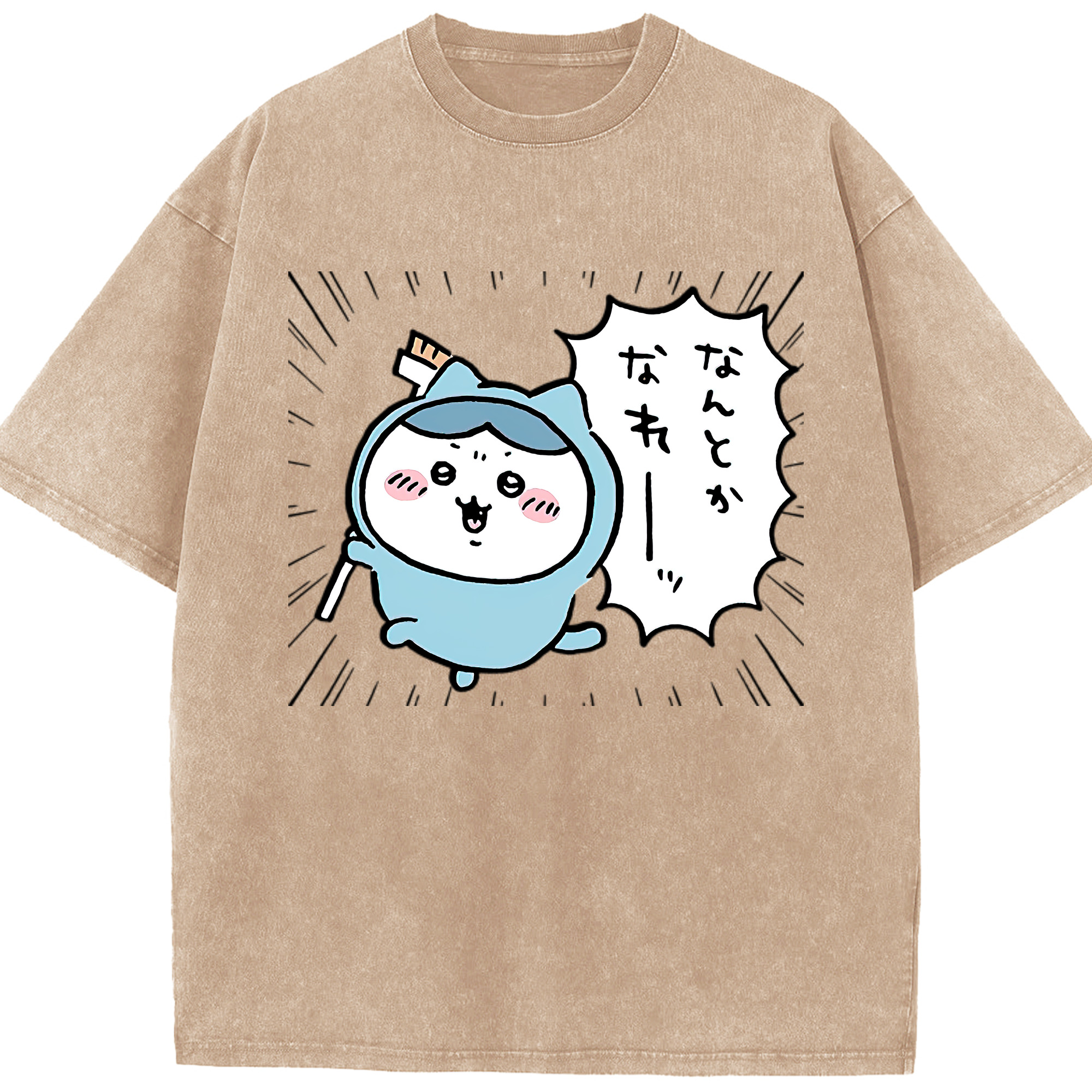 （画像用） ちいかわ ハチワレ Chii-kawa hachiware 綿100% ヴィンテージ風 半袖Tシャツ（フロントプリント）