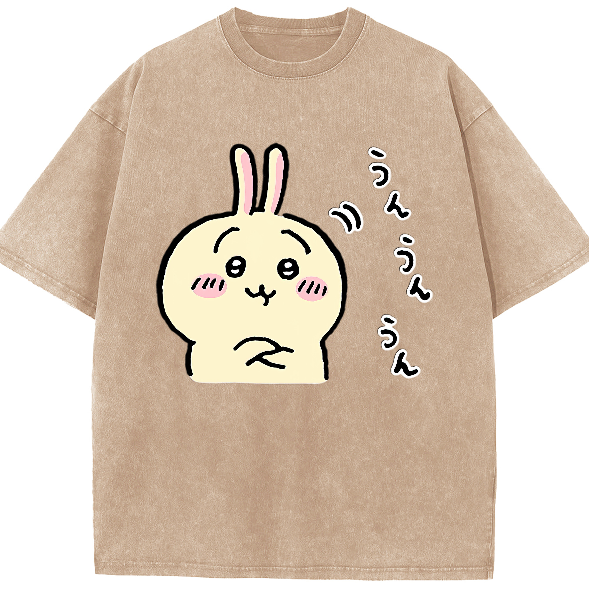 （画像用） ちいかわ うさぎ Chii-kawa usagi 綿100% ヴィンテージ風 半袖Tシャツ（フロントプリント）