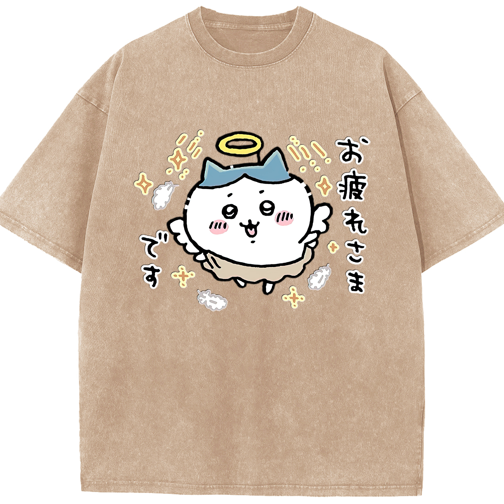 （画像用） ちいかわ ハチワレ Chii-kawa hachiware 綿100% ヴィンテージ風 半袖Tシャツ（フロントプリント）