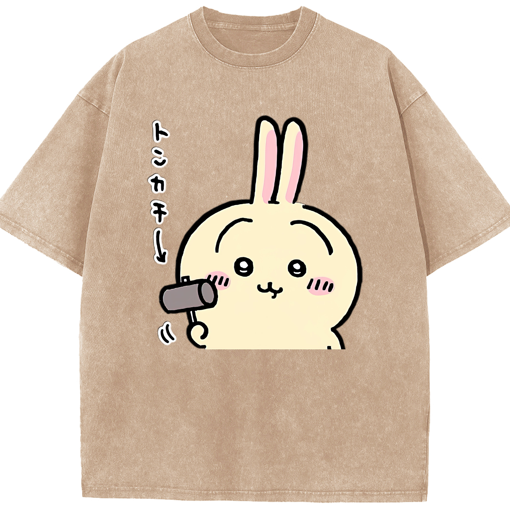 （画像用） ちいかわ うさぎ Chii-kawa usagi 綿100% ヴィンテージ風 半袖Tシャツ（フロントプリント）