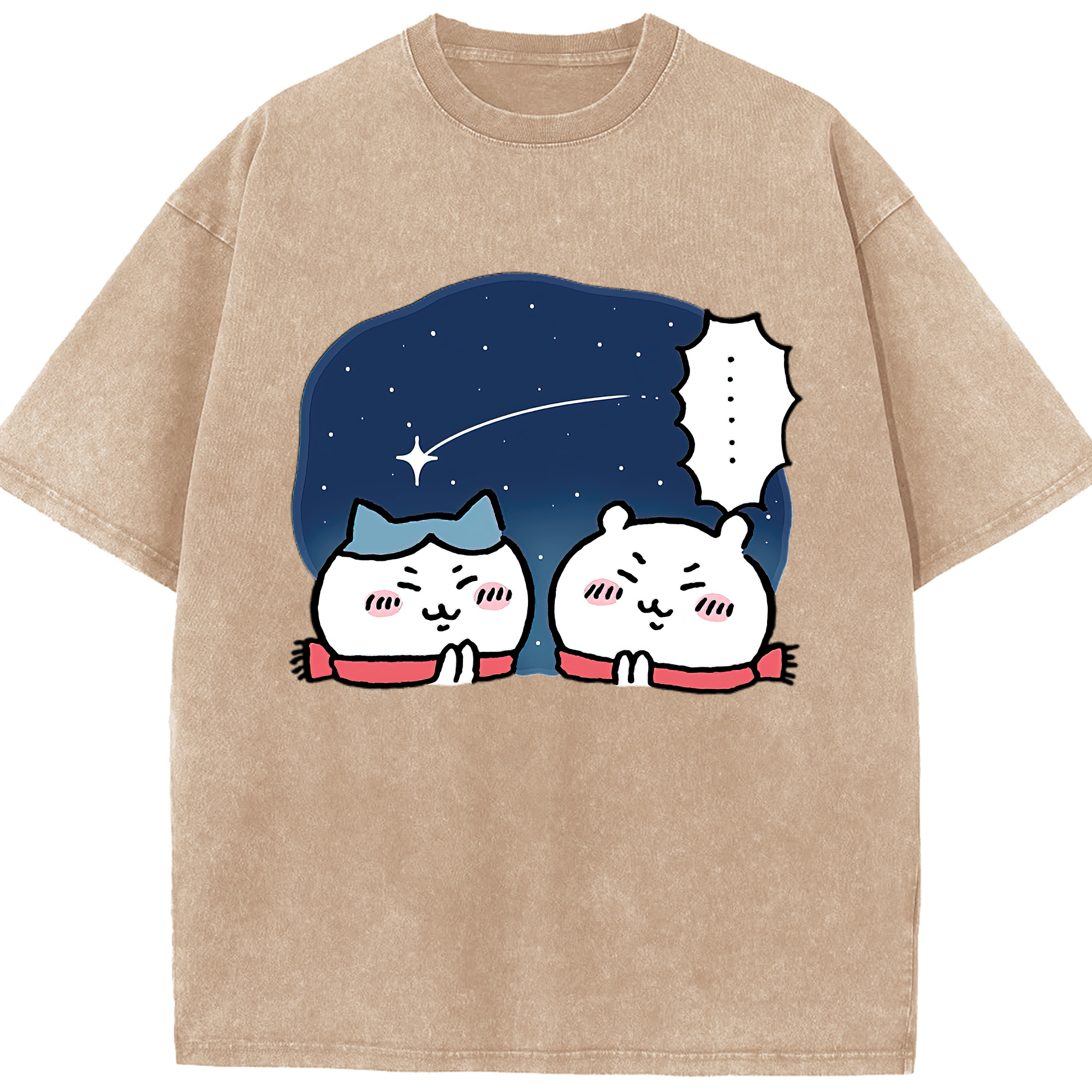 （画像用） ちいかわ ハチワレ Chii-kawa hachiware 綿100% ヴィンテージ風 半袖Tシャツ（フロントプリント）