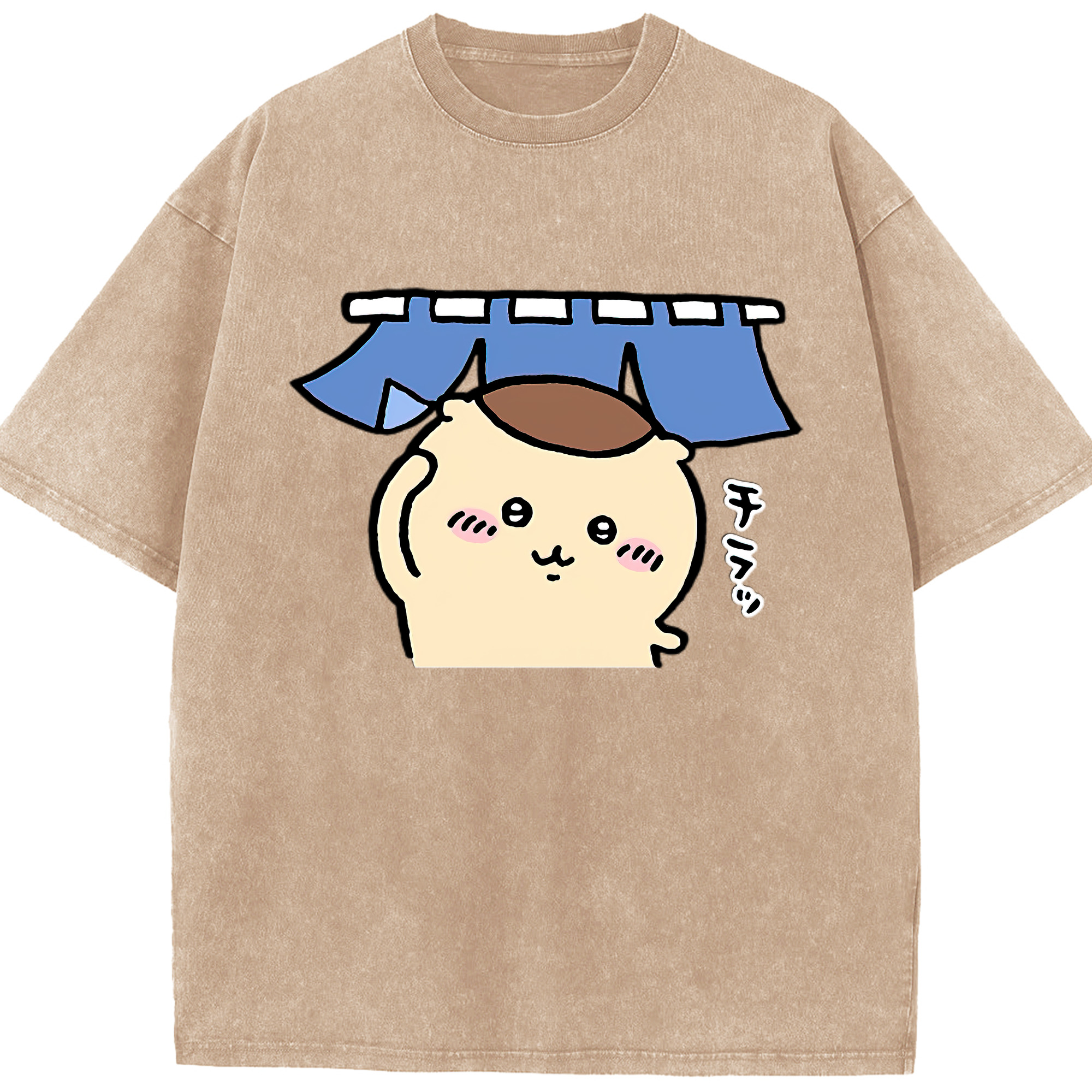 （画像用） ちいかわ くりまんじゅう Chii-kawa kuri manjū 綿100% ヴィンテージ風 半袖Tシャツ（フロントプリント）