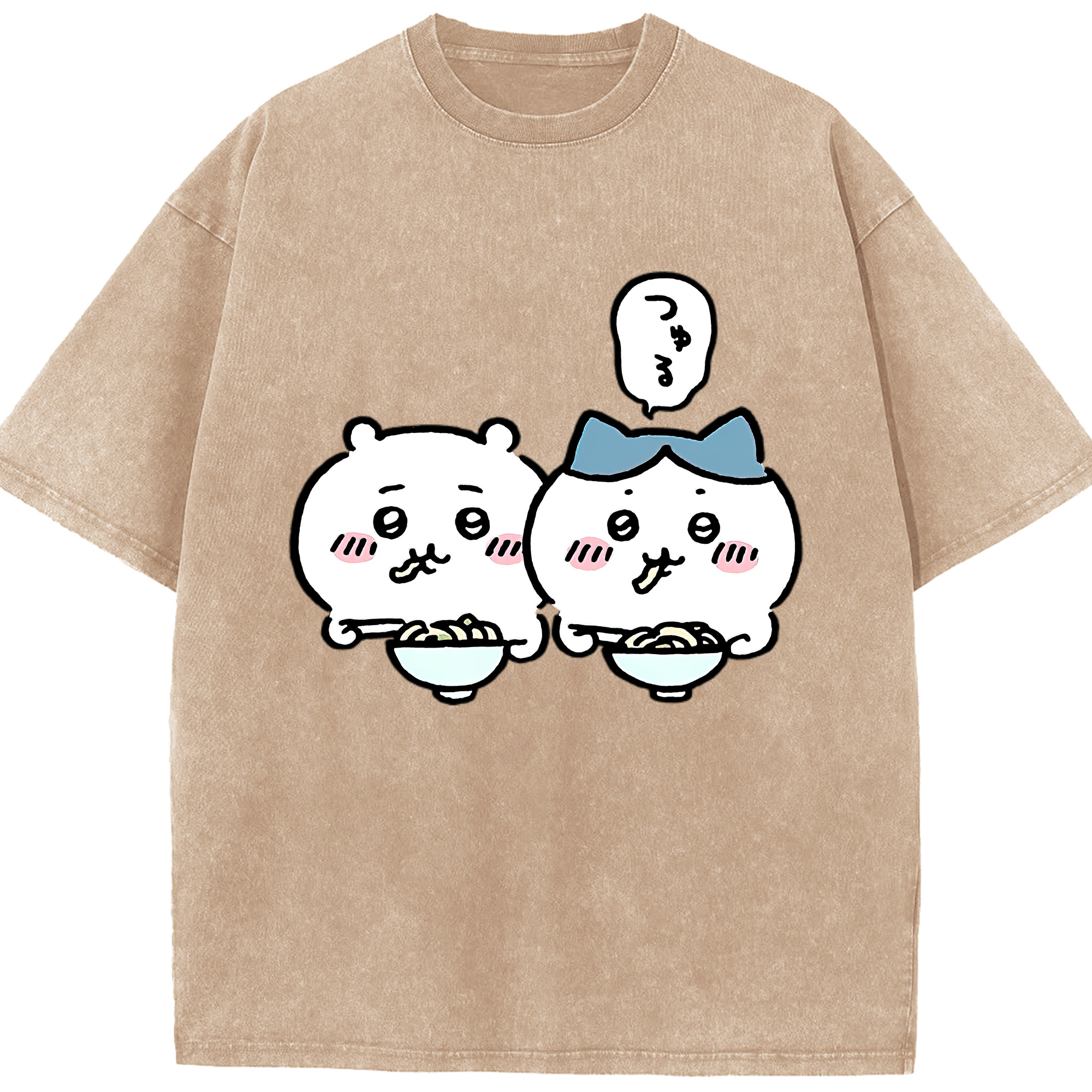 （画像用） ちいかわ ハチワレ Chii-kawa hachiware 綿100% ヴィンテージ風 半袖Tシャツ（フロントプリント）
