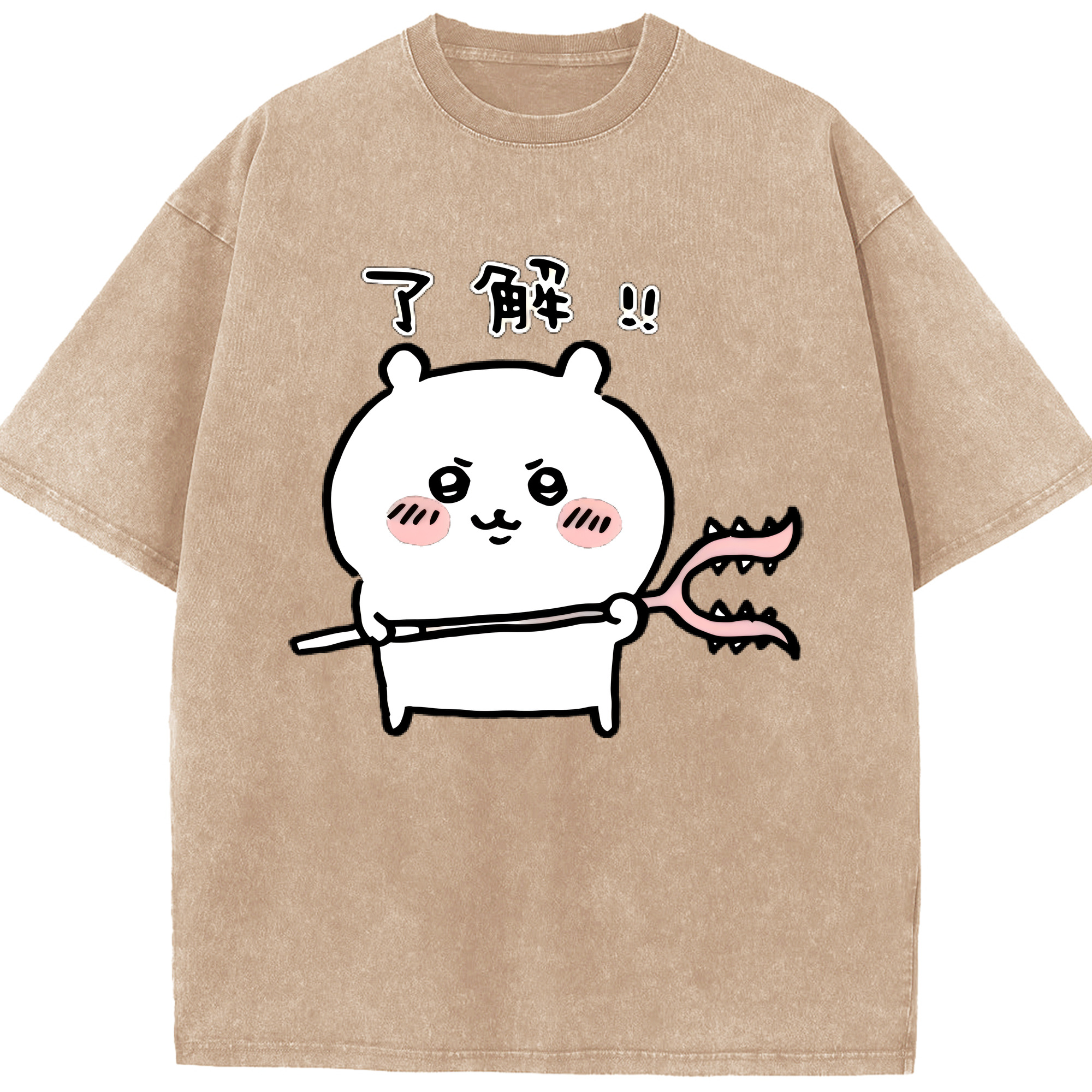 （画像用） ちいかわ ちいかわ Chii-kawa chiikawa 綿100% ヴィンテージ風 半袖Tシャツ（フロントプリント）