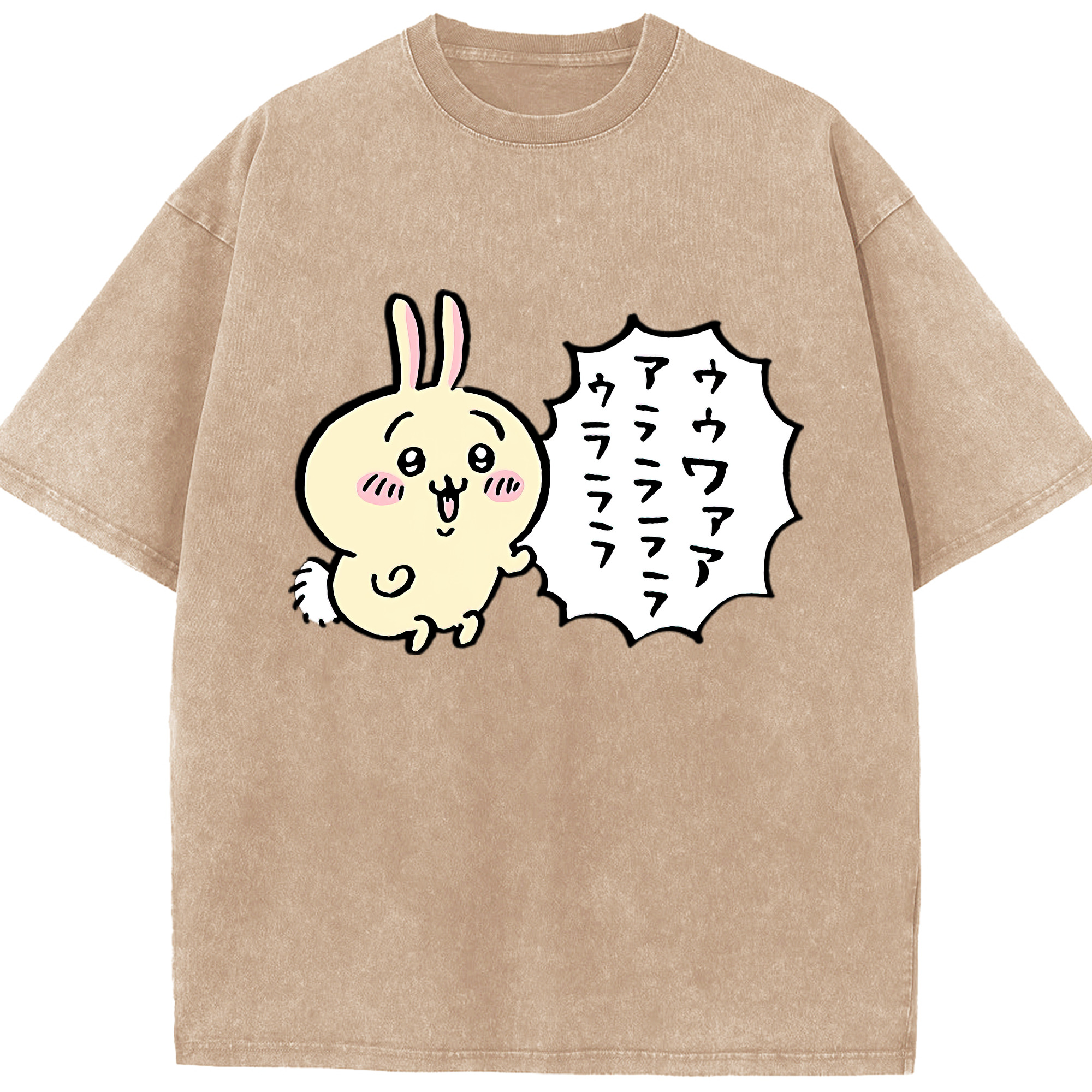 （画像用） ちいかわ うさぎ Chii-kawa usagi 綿100% ヴィンテージ風 半袖Tシャツ（フロントプリント）