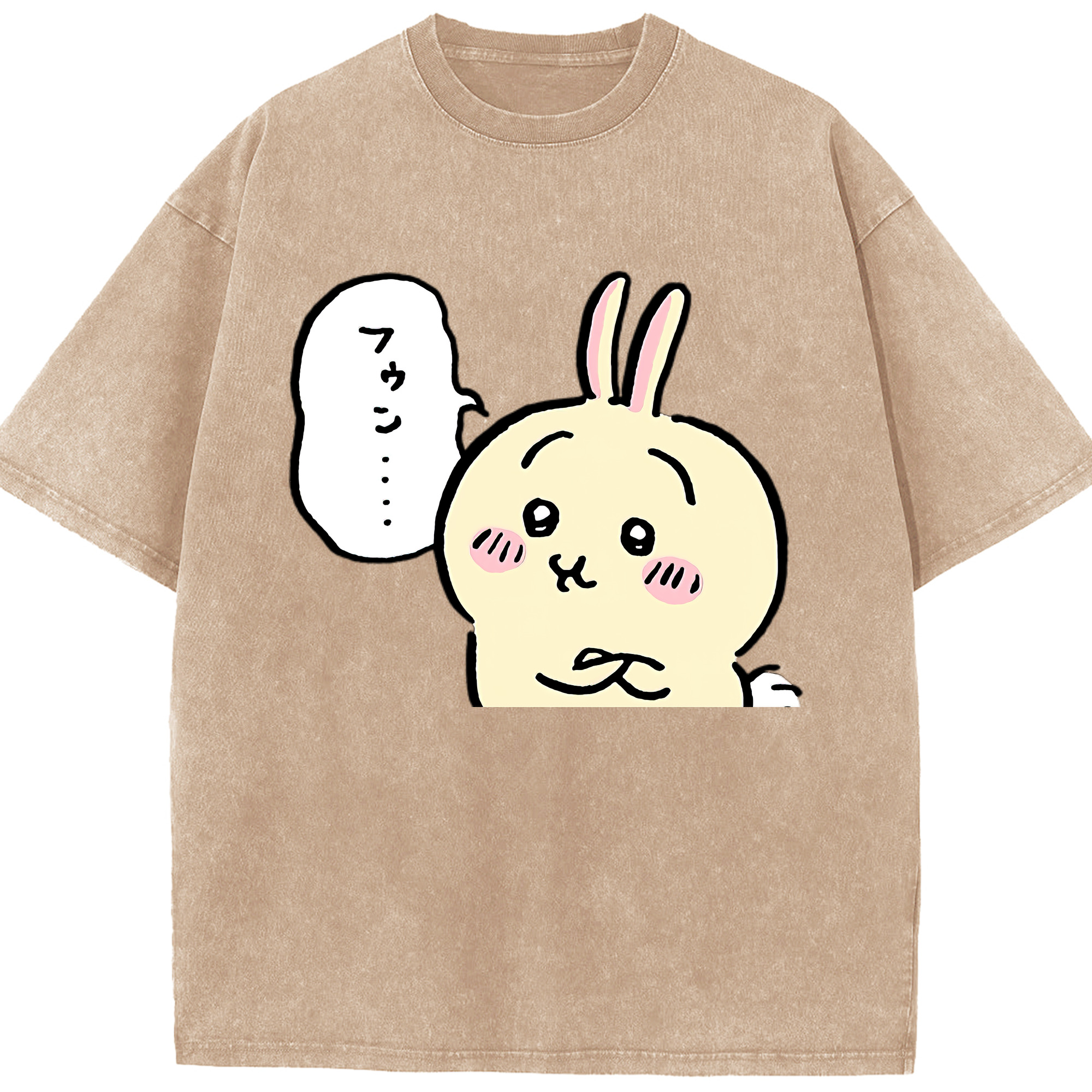 （画像用） ちいかわ うさぎ Chii-kawa usagi 綿100% ヴィンテージ風 半袖Tシャツ（フロントプリント）