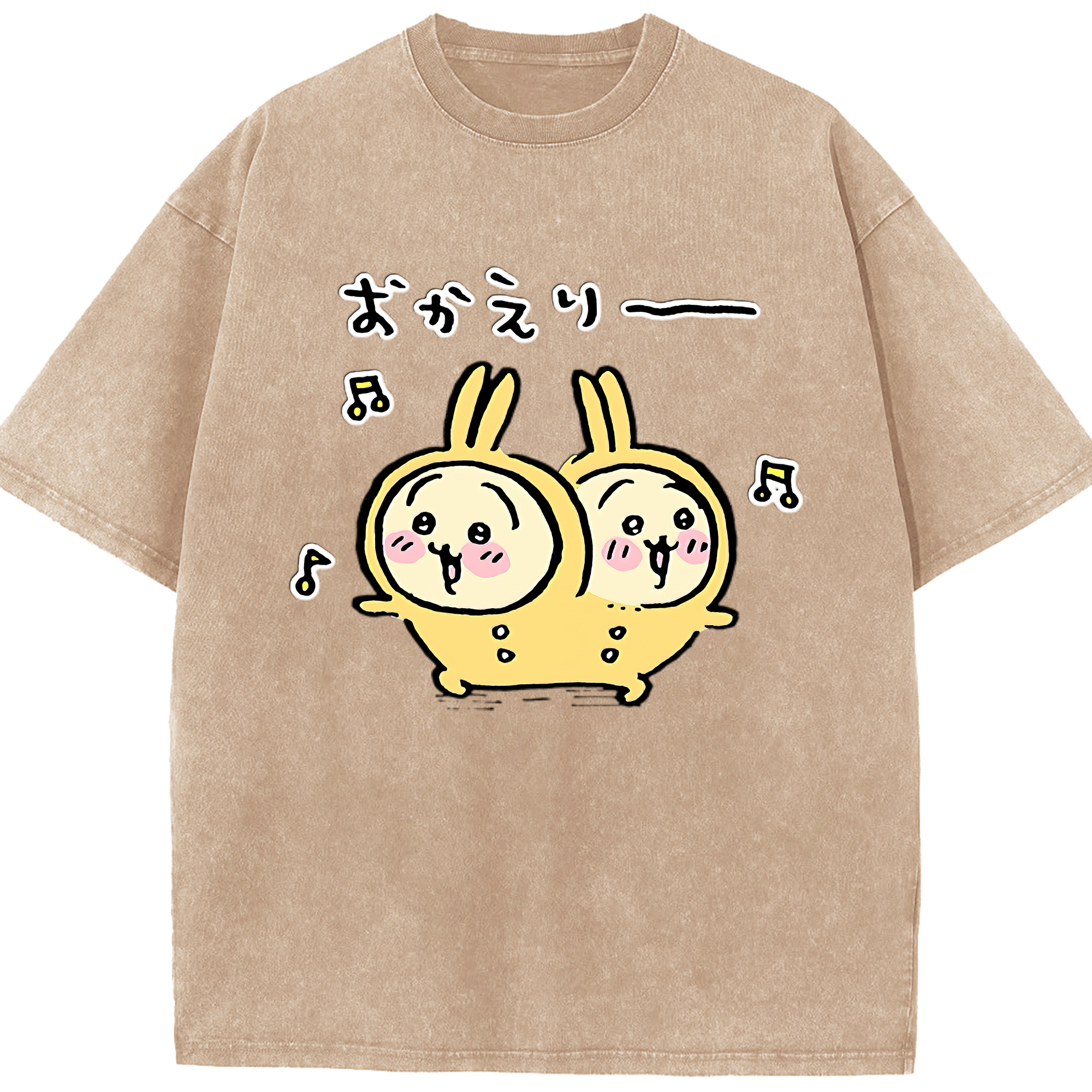 （画像用） ちいかわ うさぎ Chii-kawa usagi 綿100% ヴィンテージ風 半袖Tシャツ（フロントプリント）