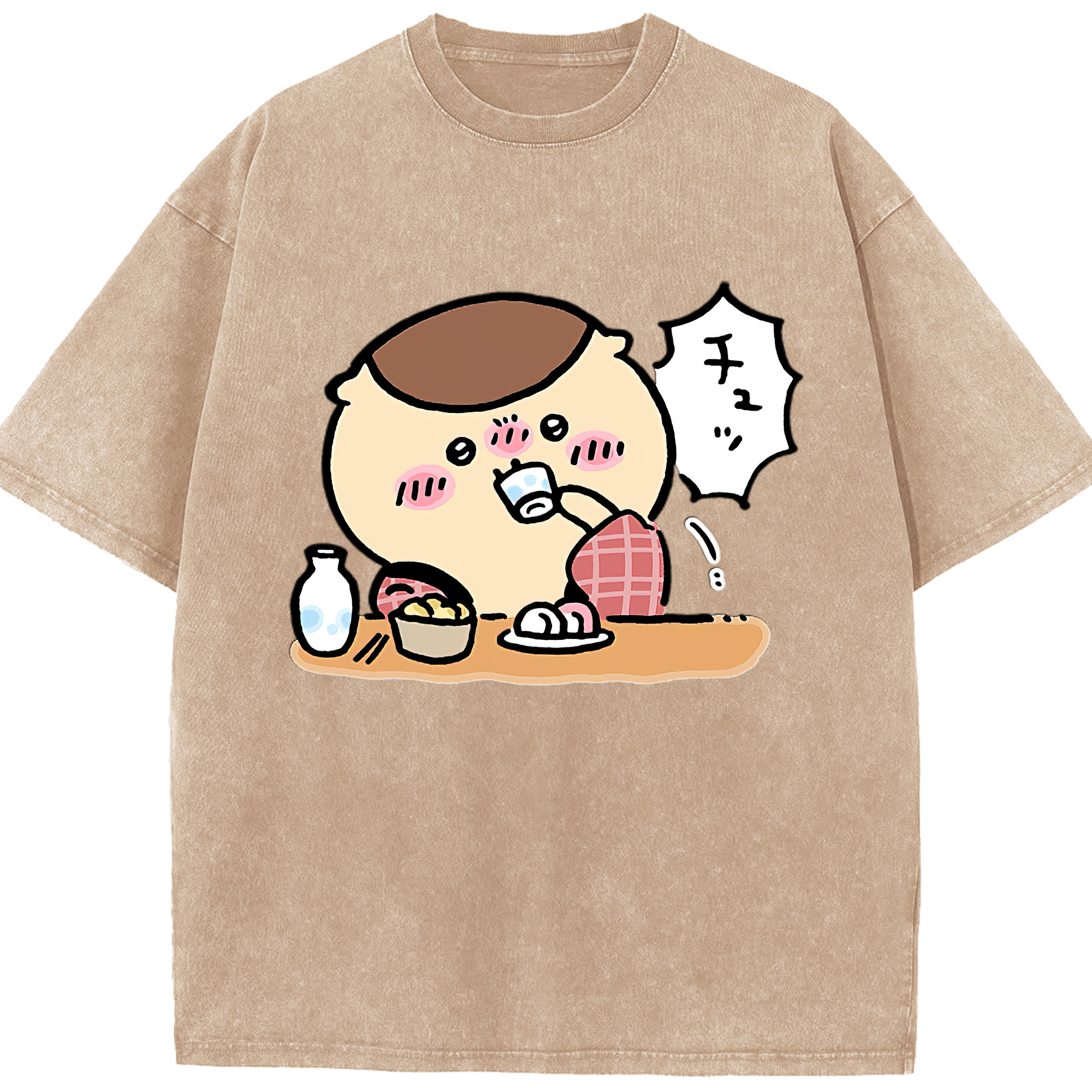 （画像用） ちいかわ くりまんじゅう Chii-kawa kuri manjū 綿100% ヴィンテージ風 半袖Tシャツ（フロントプリント）