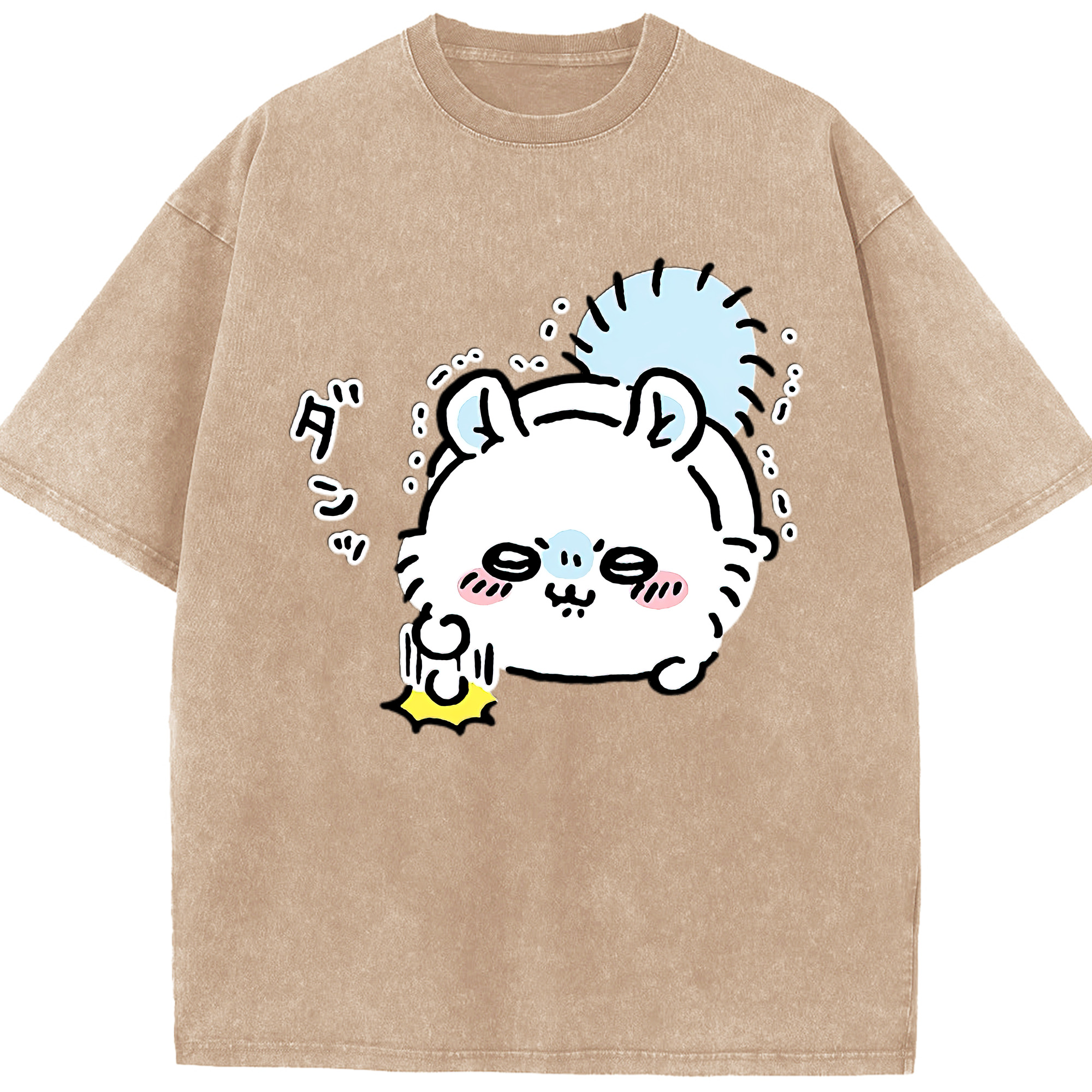 （画像用） ちいかわ モモンガ Chii-kawa Momonga 綿100% ヴィンテージ風 半袖Tシャツ（フロントプリント）