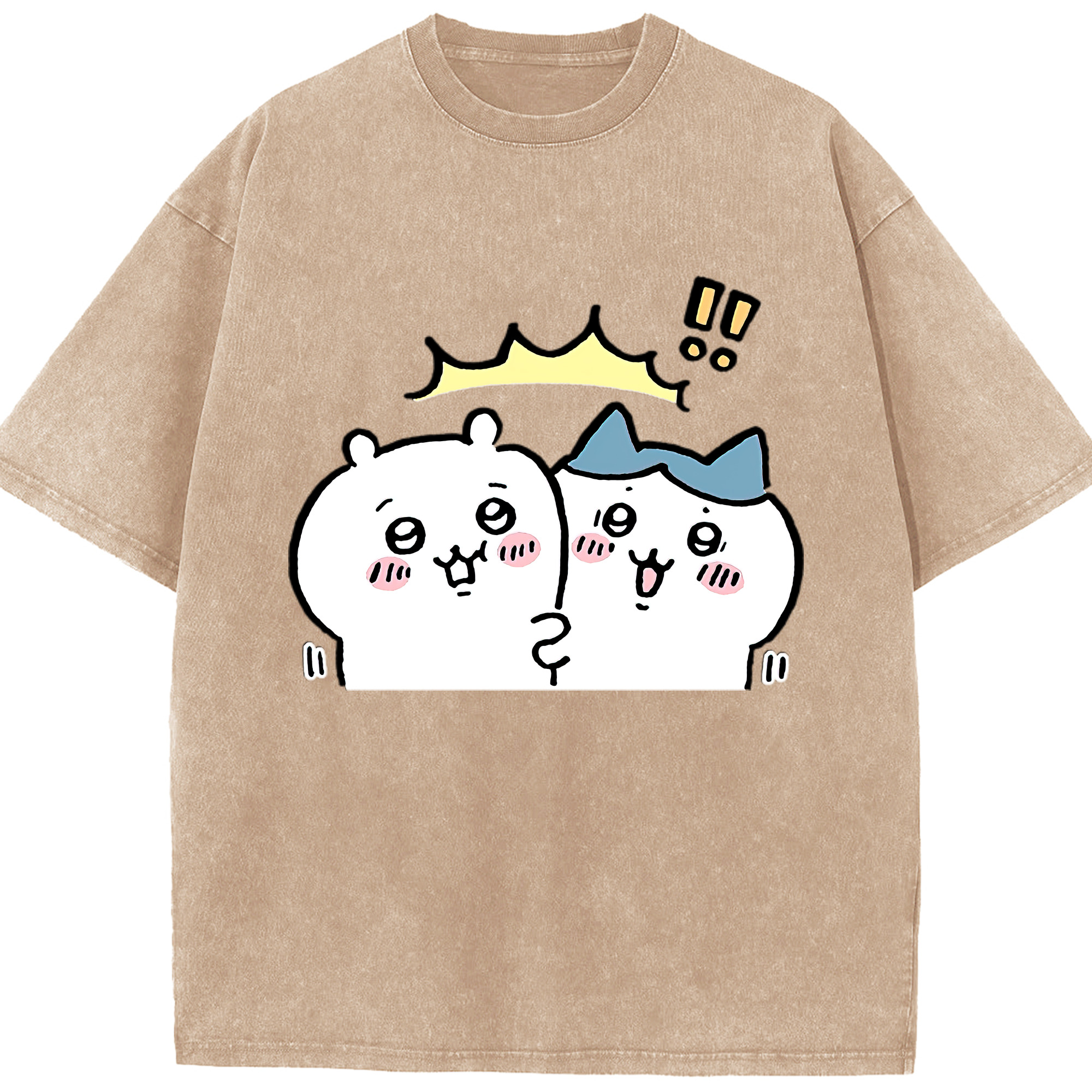 （画像用） ちいかわ ハチワレ Chii-kawa hachiware 綿100% ヴィンテージ風 半袖Tシャツ（フロントプリント）