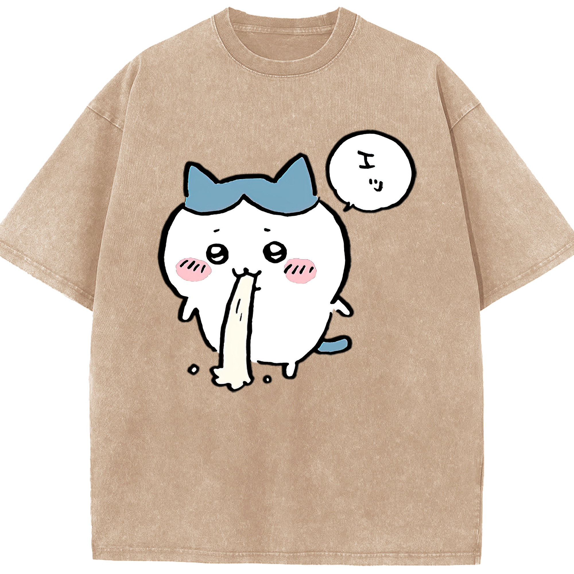 （画像用） ちいかわ ハチワレ Chii-kawa hachiware 綿100% ヴィンテージ風 半袖Tシャツ（フロントプリント）