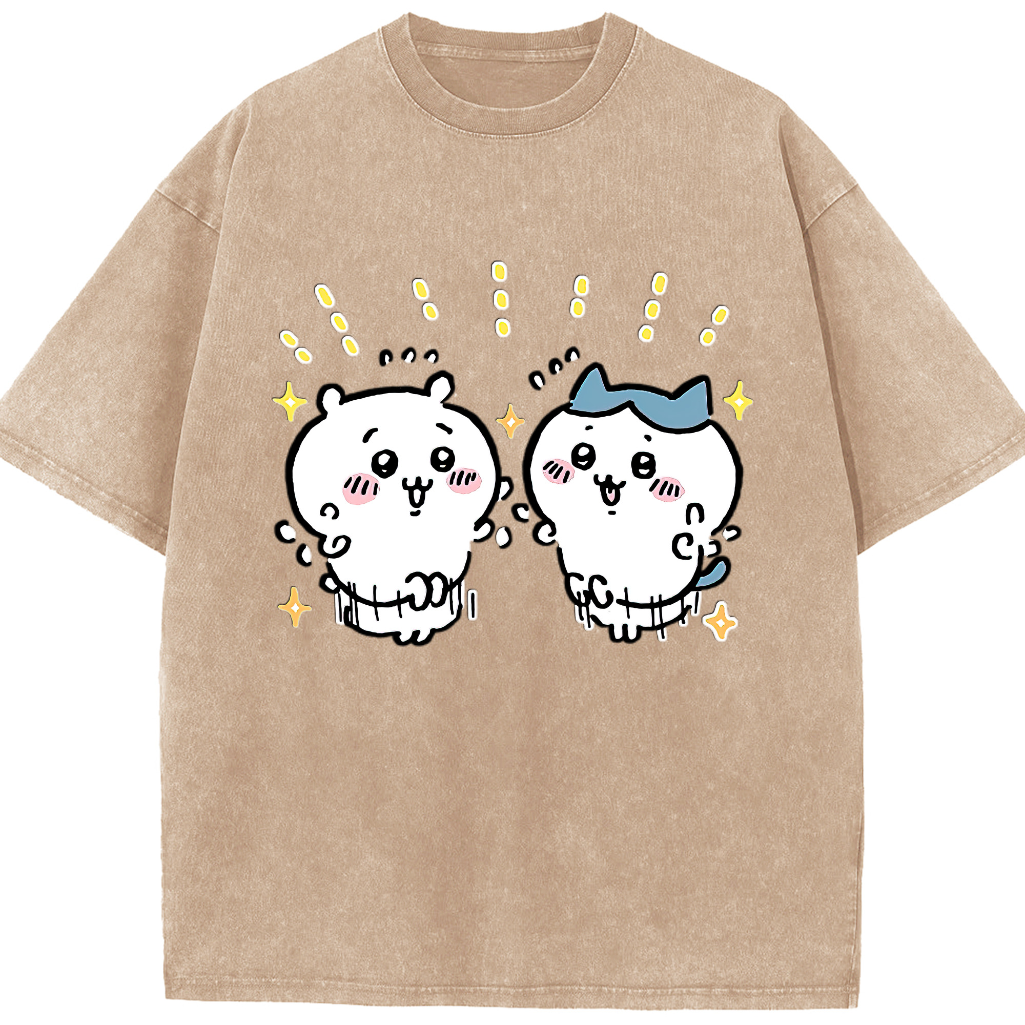 （画像用） ちいかわ ハチワレ Chii-kawa hachiware 綿100% ヴィンテージ風 半袖Tシャツ（フロントプリント）