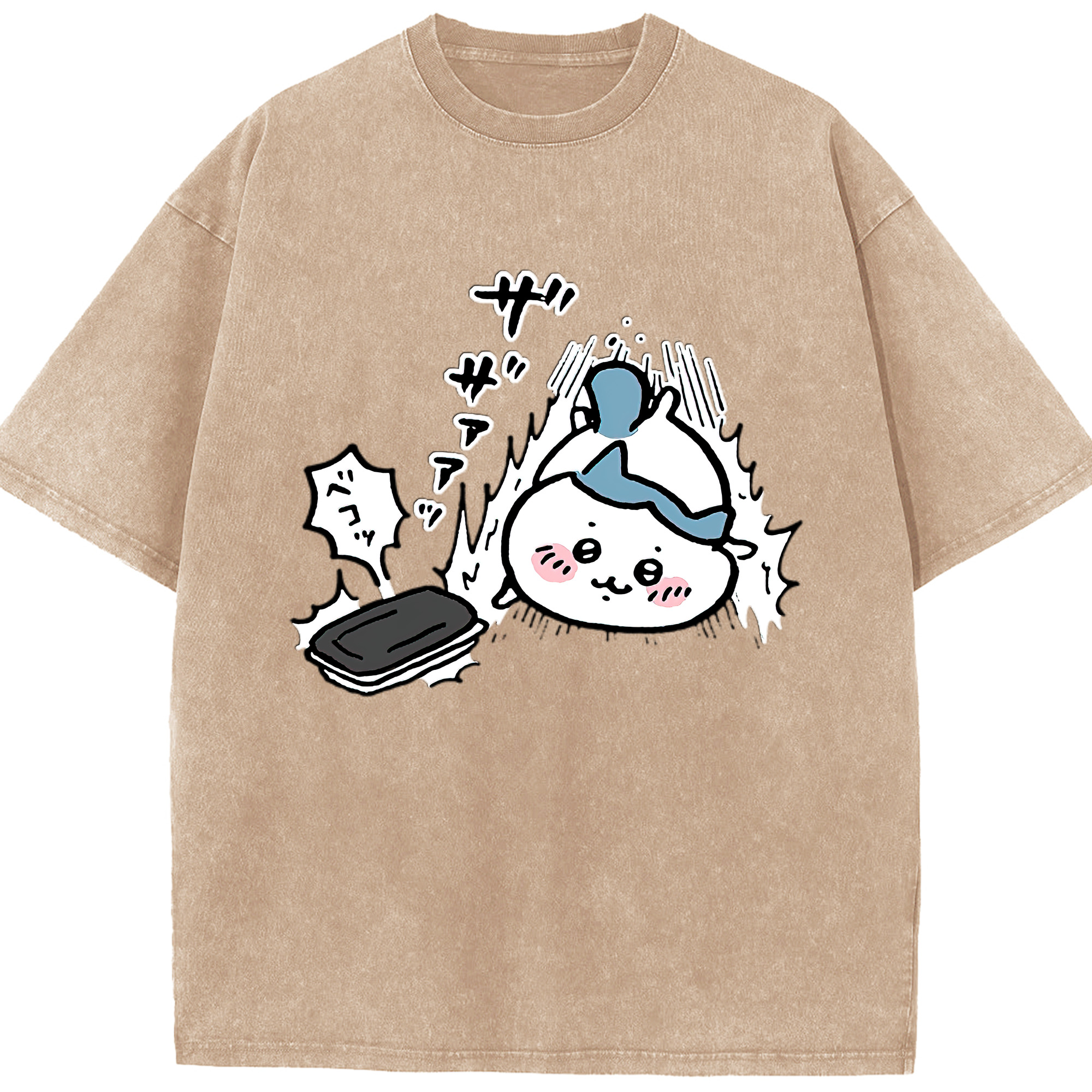（画像用） ちいかわ ハチワレ Chii-kawa hachiware 綿100% ヴィンテージ風 半袖Tシャツ（フロントプリント）