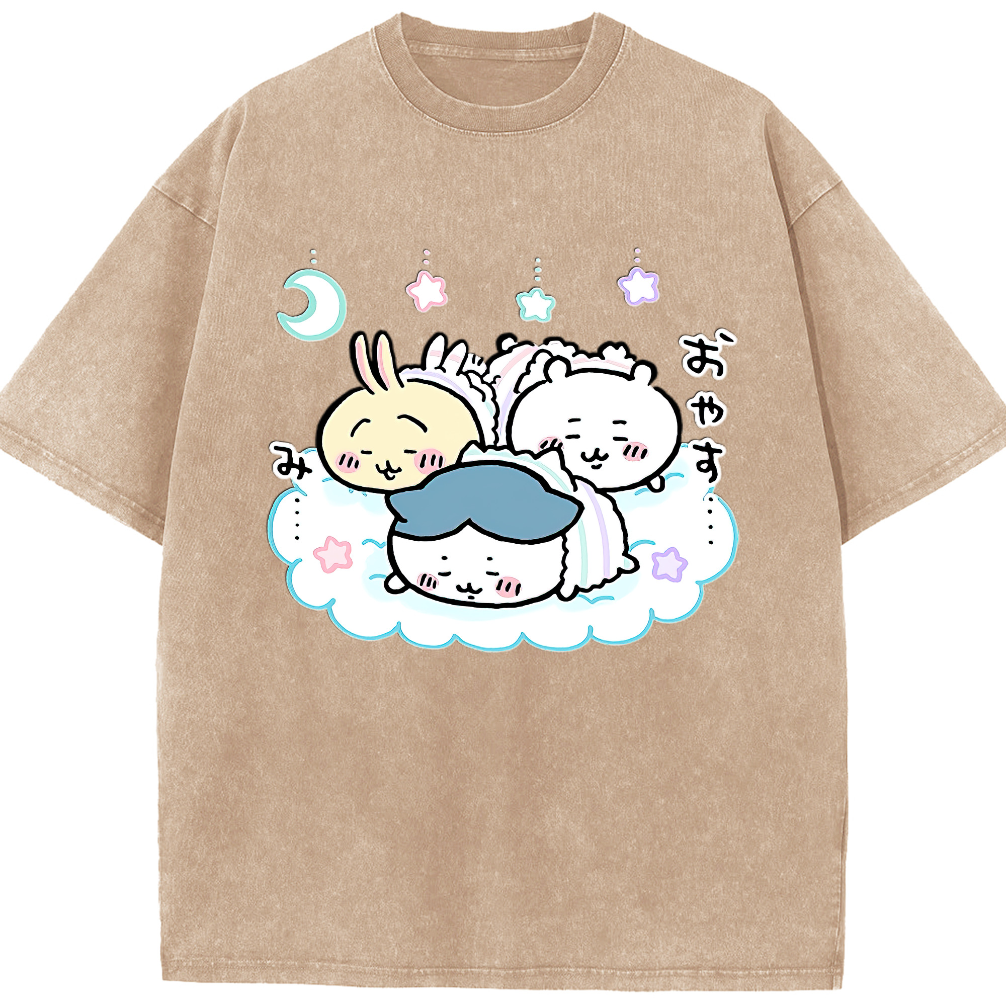 （画像用） ちいかわ ハチワレ Chii-kawa hachiware 綿100% ヴィンテージ風 半袖Tシャツ（フロントプリント）