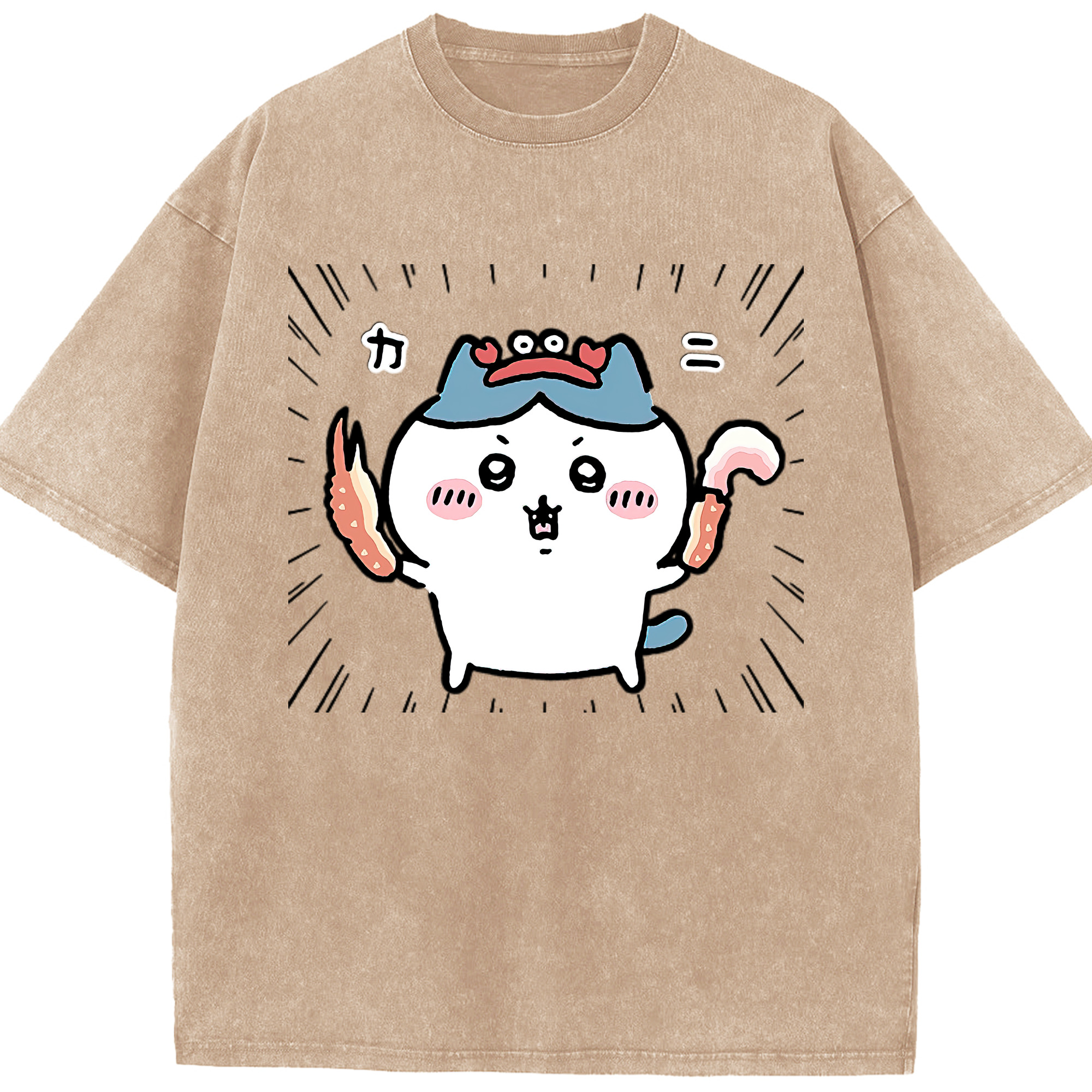 （画像用） ちいかわ ハチワレ Chii-kawa hachiware 綿100% ヴィンテージ風 半袖Tシャツ（フロントプリント）