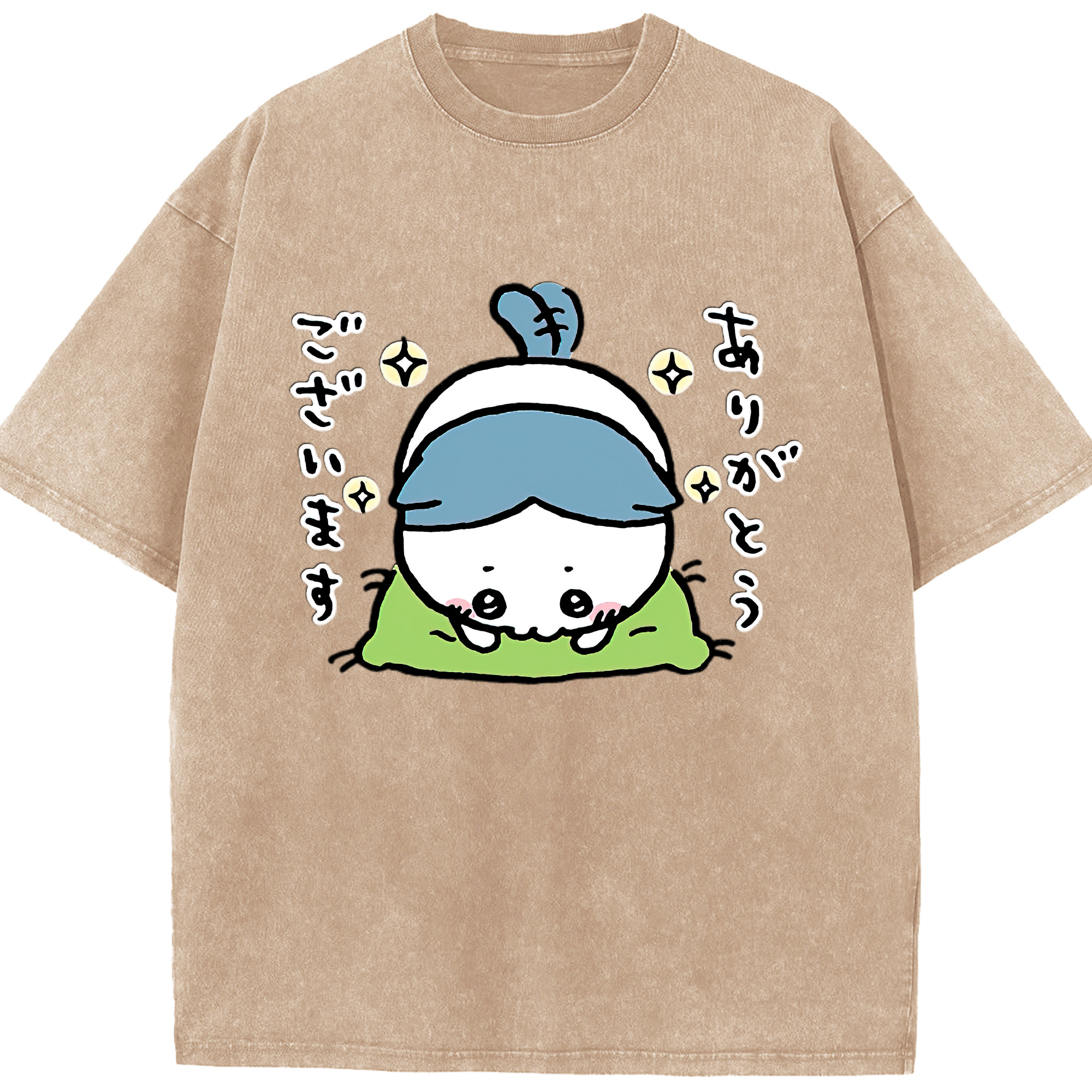 （画像用） ちいかわ ハチワレ Chii-kawa hachiware 綿100% ヴィンテージ風 半袖Tシャツ（フロントプリント）