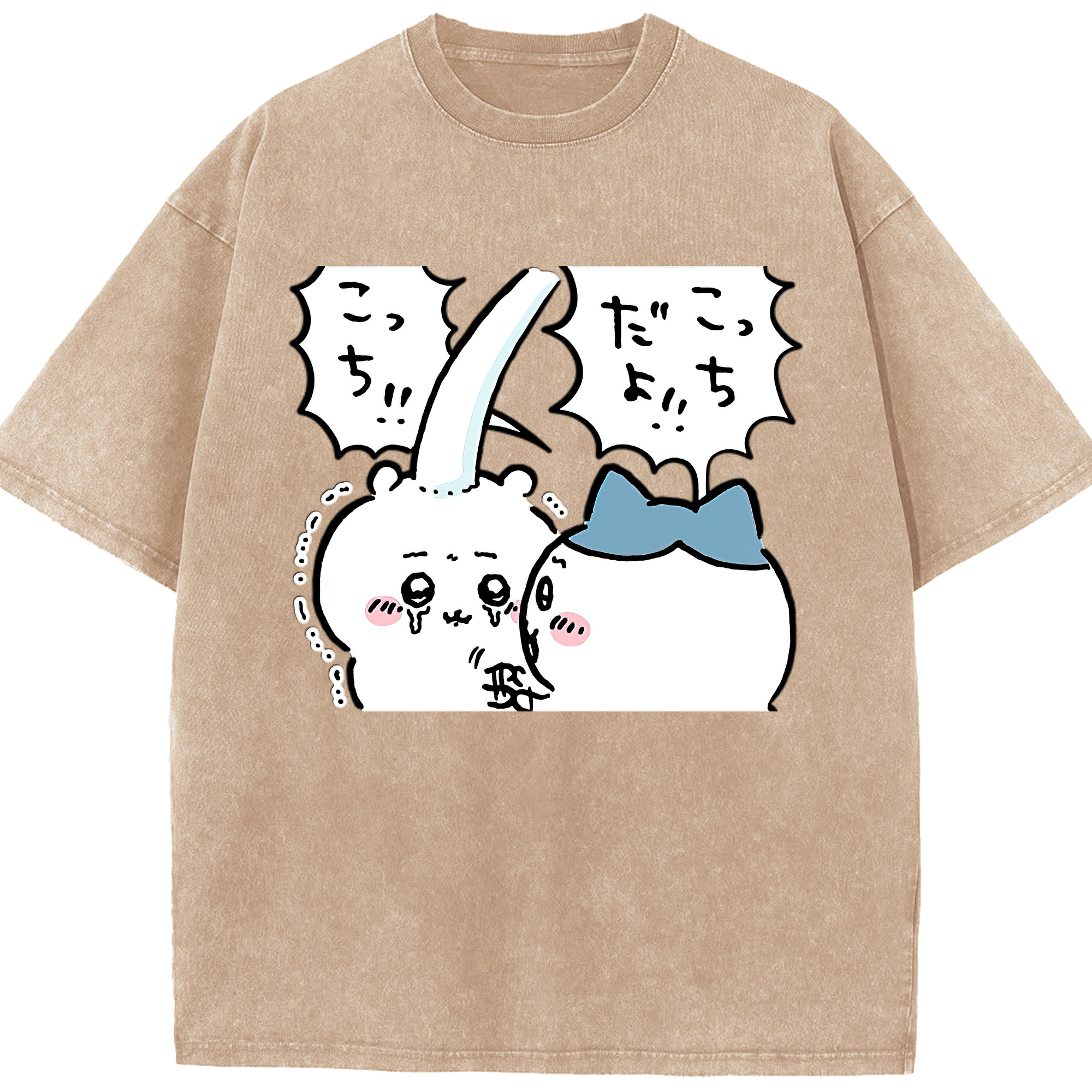 （画像用） ちいかわ ハチワレ Chii-kawa hachiware 綿100% ヴィンテージ風 半袖Tシャツ（フロントプリント）