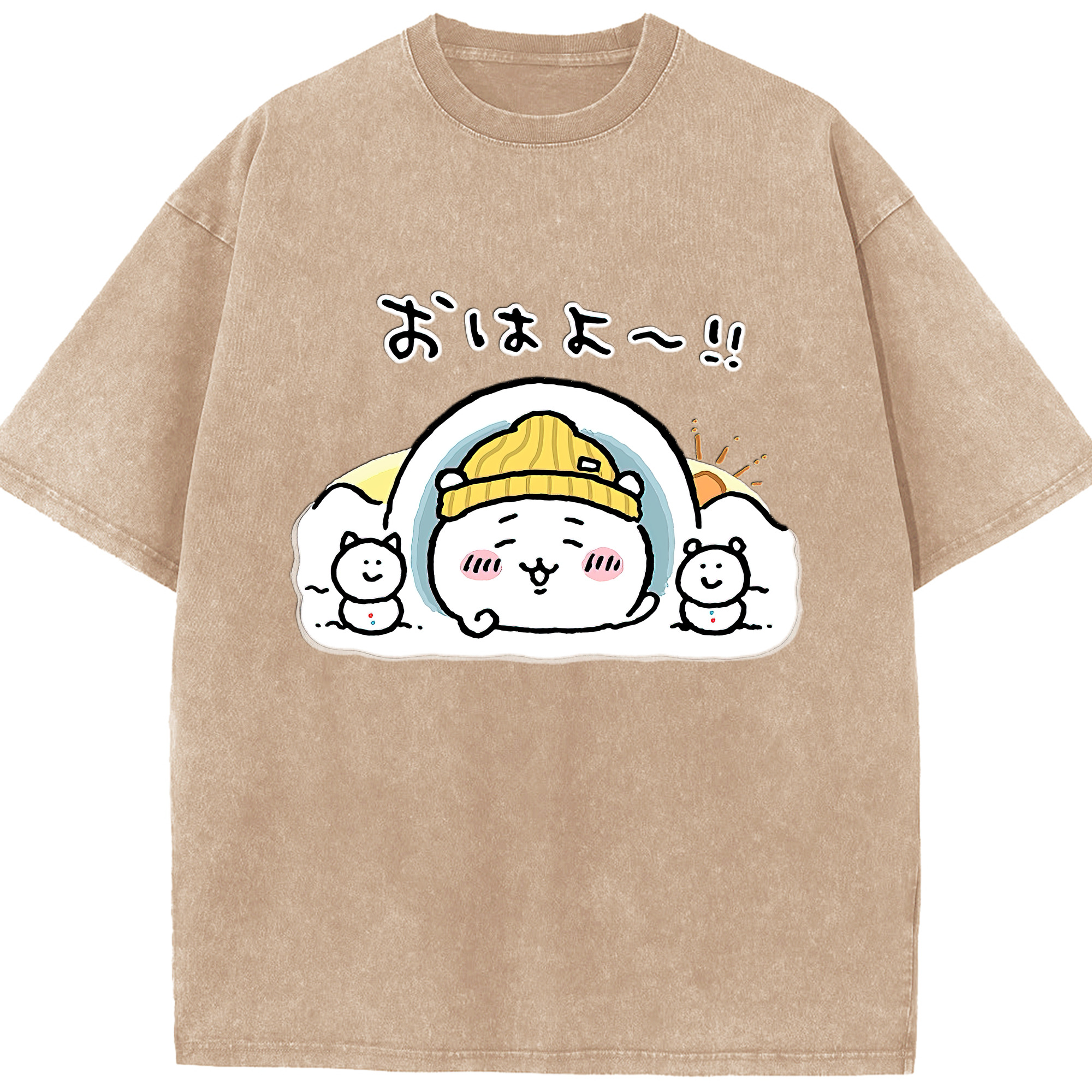 （画像用） ちいかわ ちいかわ Chii-kawa chiikawa 綿100% ヴィンテージ風 半袖Tシャツ（フロントプリント）