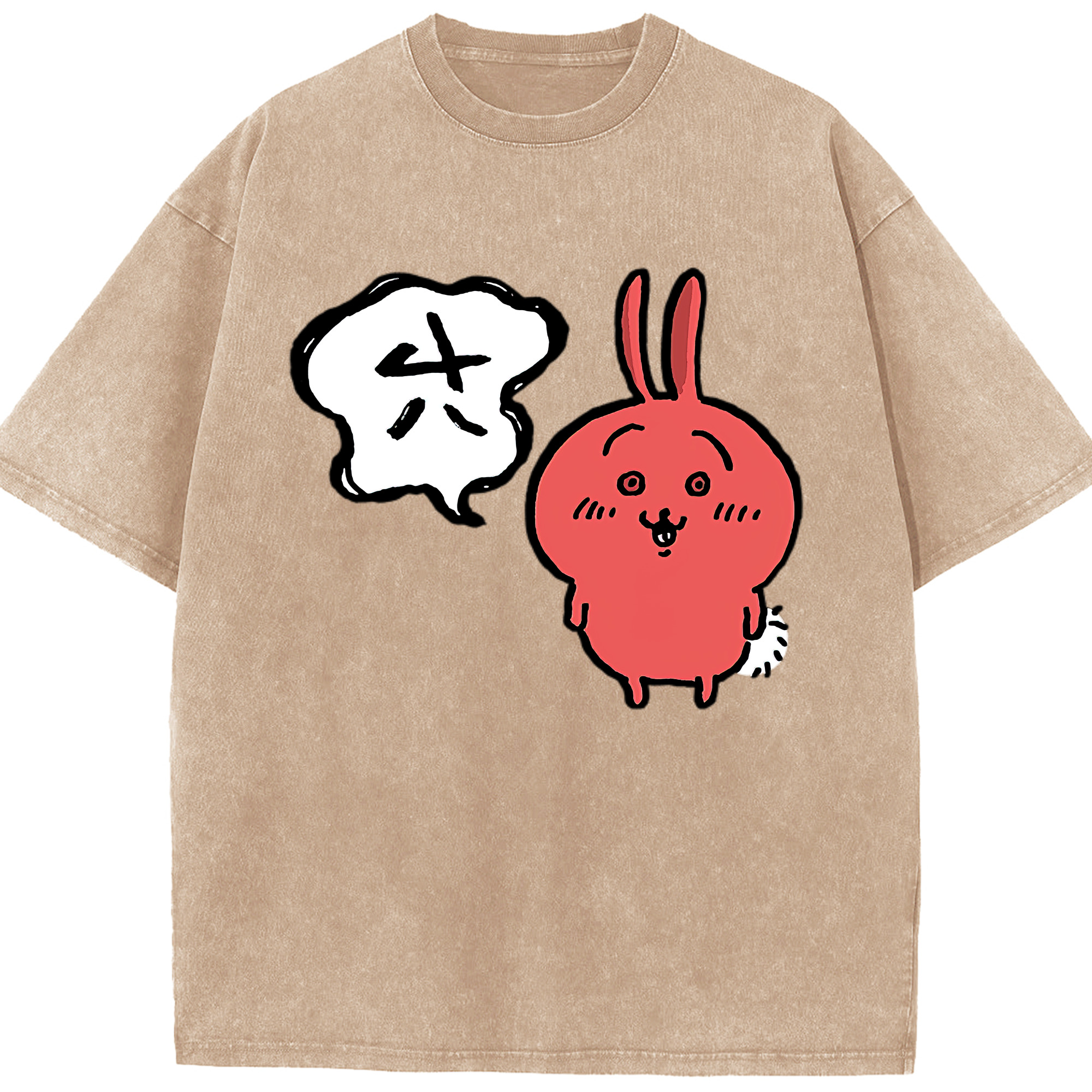 （画像用） ちいかわ ハチワレ Chii-kawa hachiware 綿100% ヴィンテージ風 半袖Tシャツ（フロントプリント）