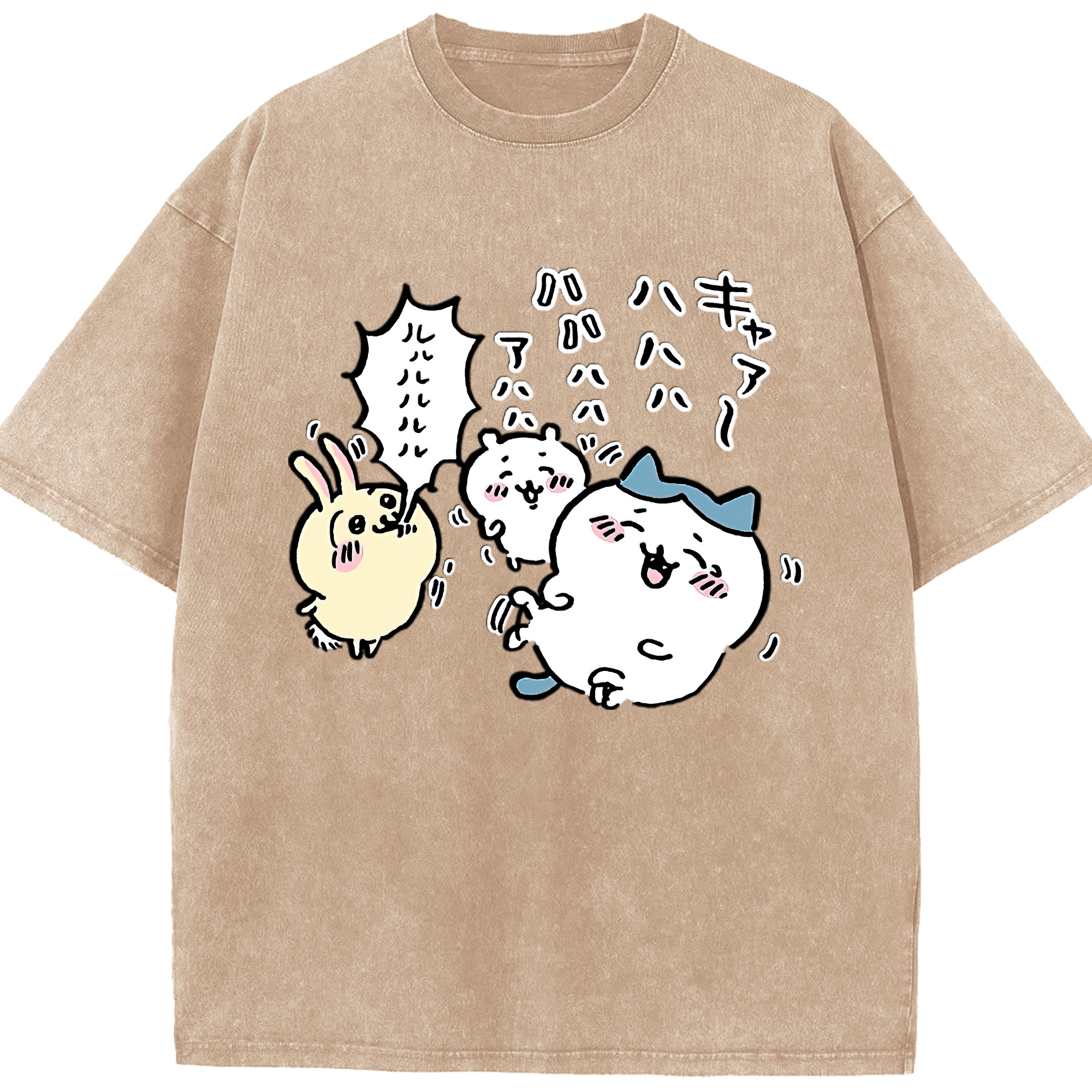 （画像用） ちいかわ うさぎ Chii-kawa usagi 綿100% ヴィンテージ風 半袖Tシャツ（フロントプリント）