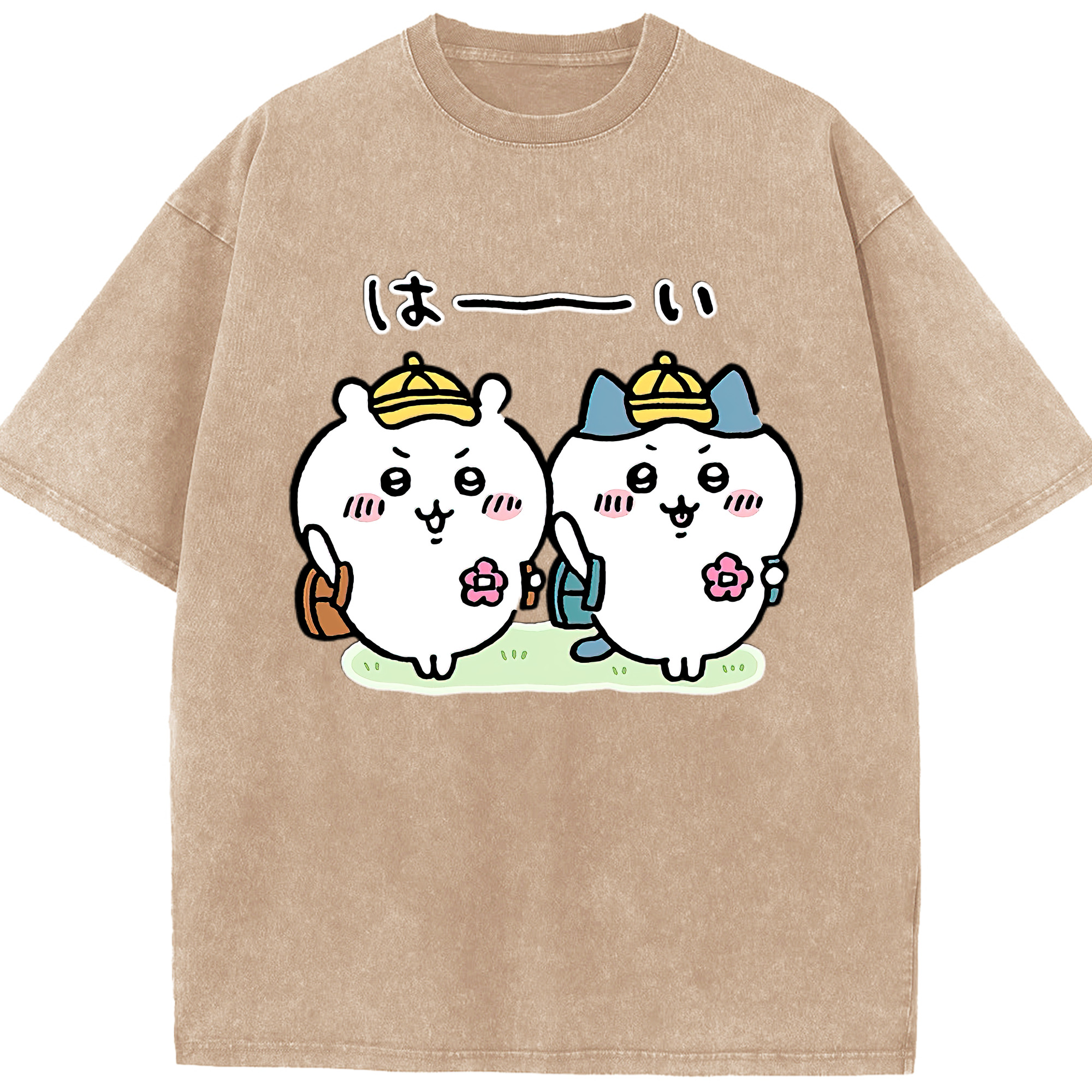 （画像用） ちいかわ ハチワレ Chii-kawa hachiware 綿100% ヴィンテージ風 半袖Tシャツ（フロントプリント）
