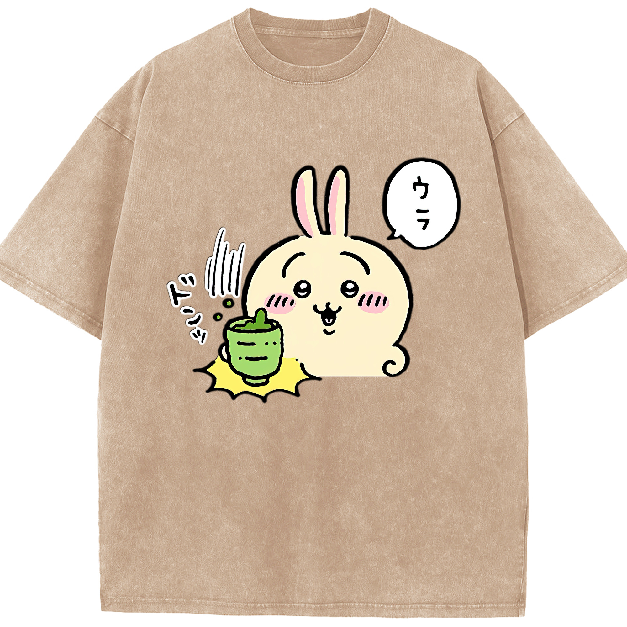 （画像用） ちいかわ うさぎ Chii-kawa usagi 綿100% ヴィンテージ風 半袖Tシャツ（フロントプリント）